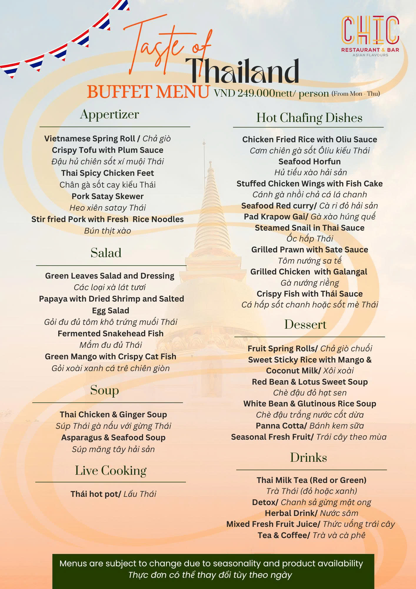 Menu Chic Restaurant - Bay Hotel 1 