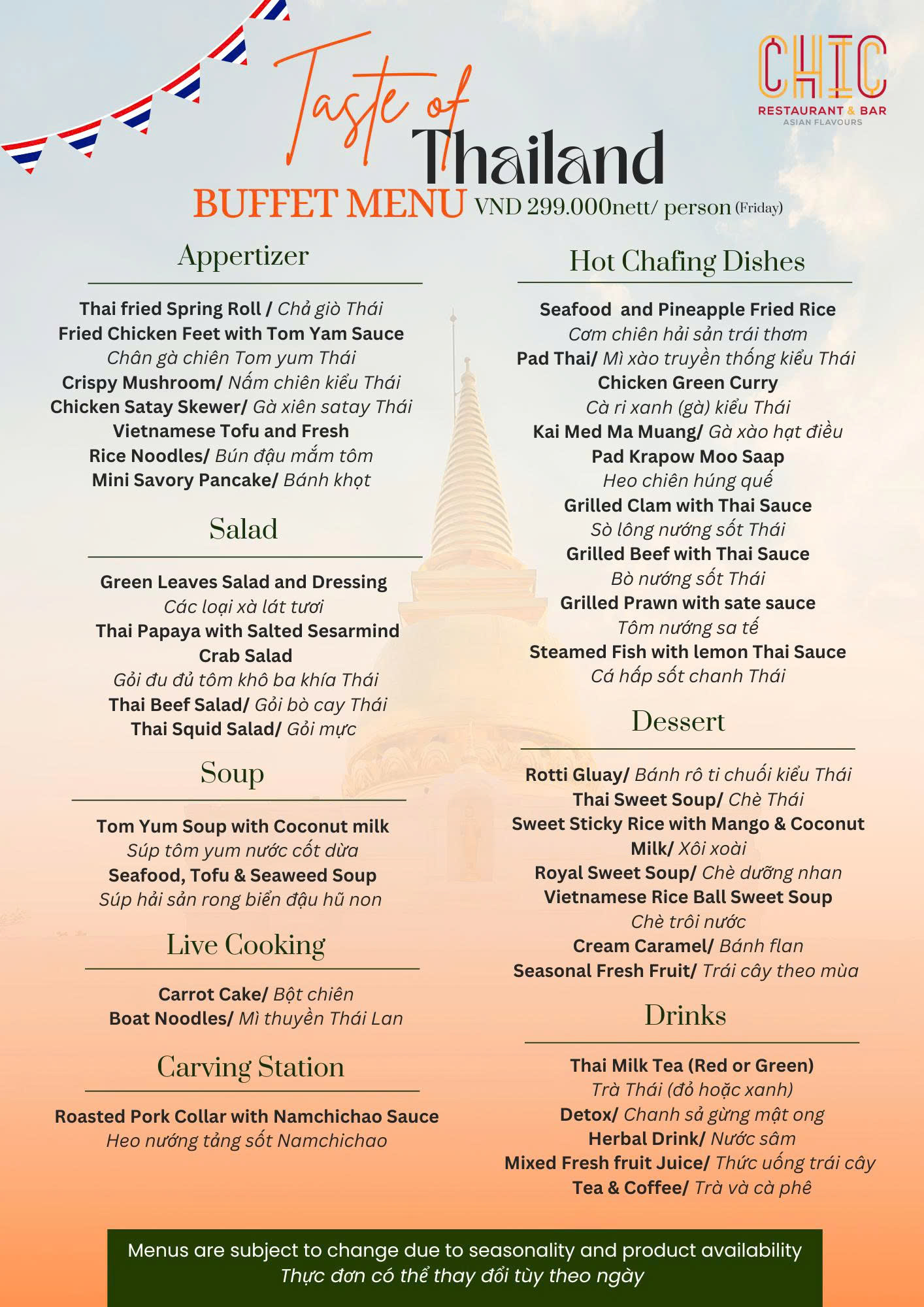 Menu Chic Restaurant - Bay Hotel 2 