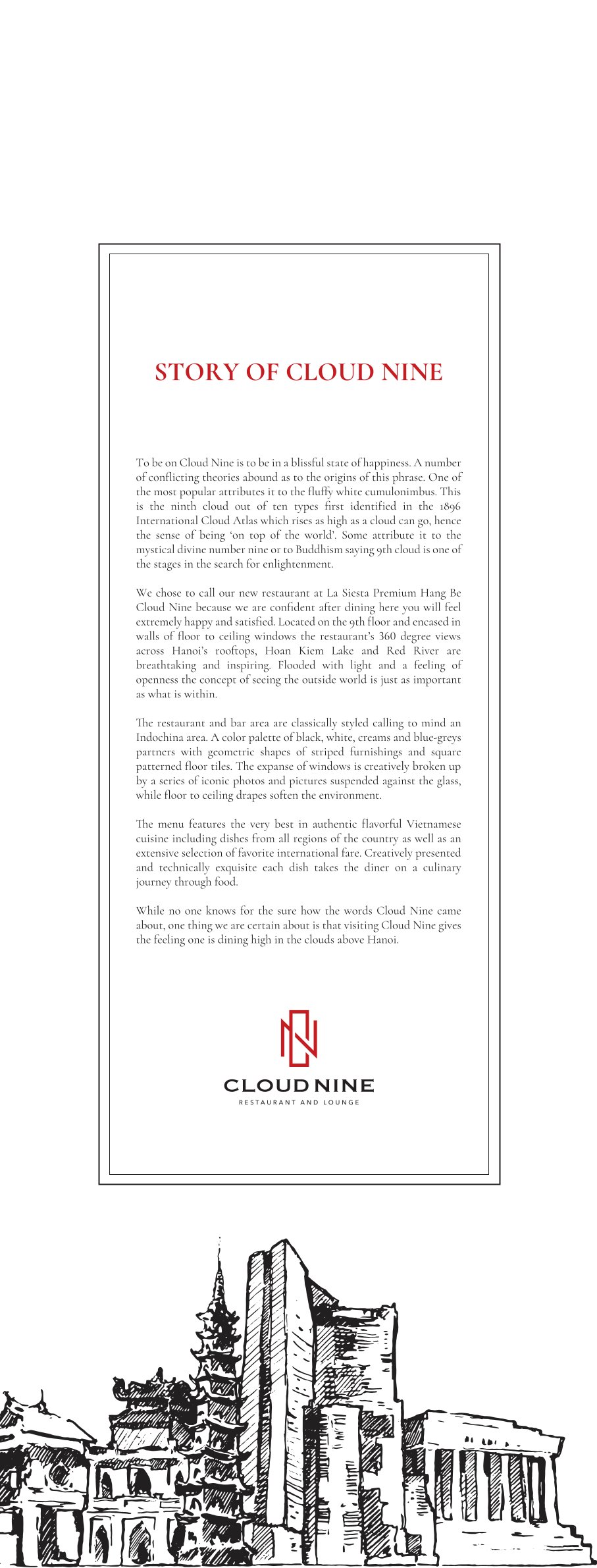 Menu Cloud Nine Restaurant - Hàng Bè 2 