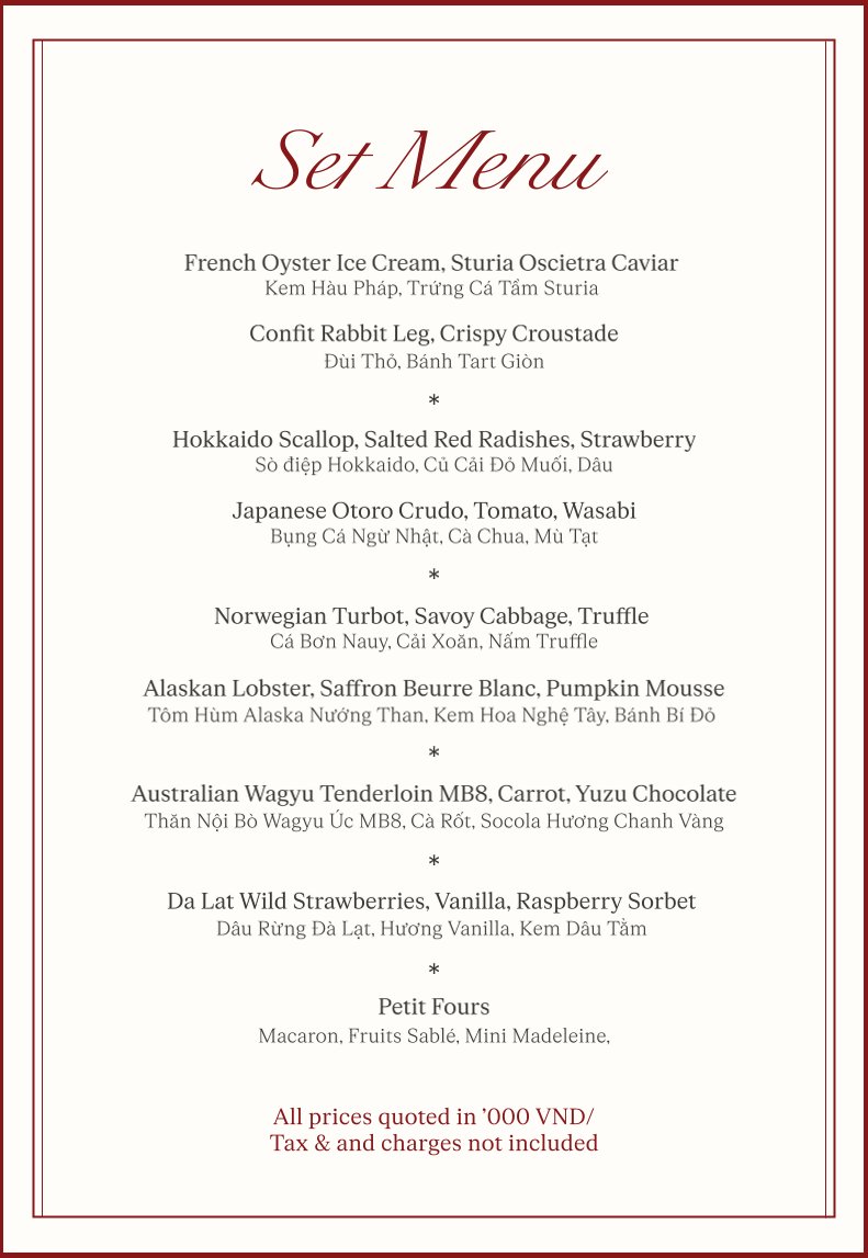 Menu CoCo Grill Saigon - Nam Kỳ Khởi Nghĩa 2 