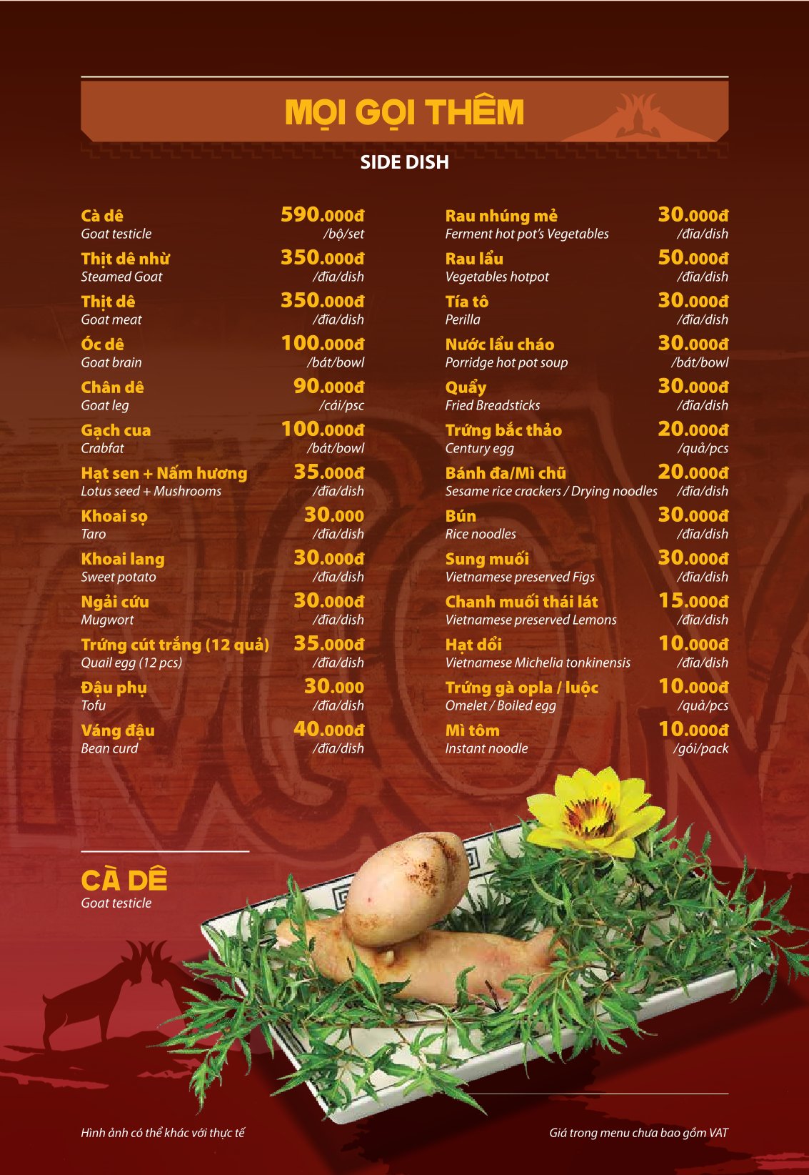 Menu Dê Ré Song Dương - Hàn Thuyên 23 
