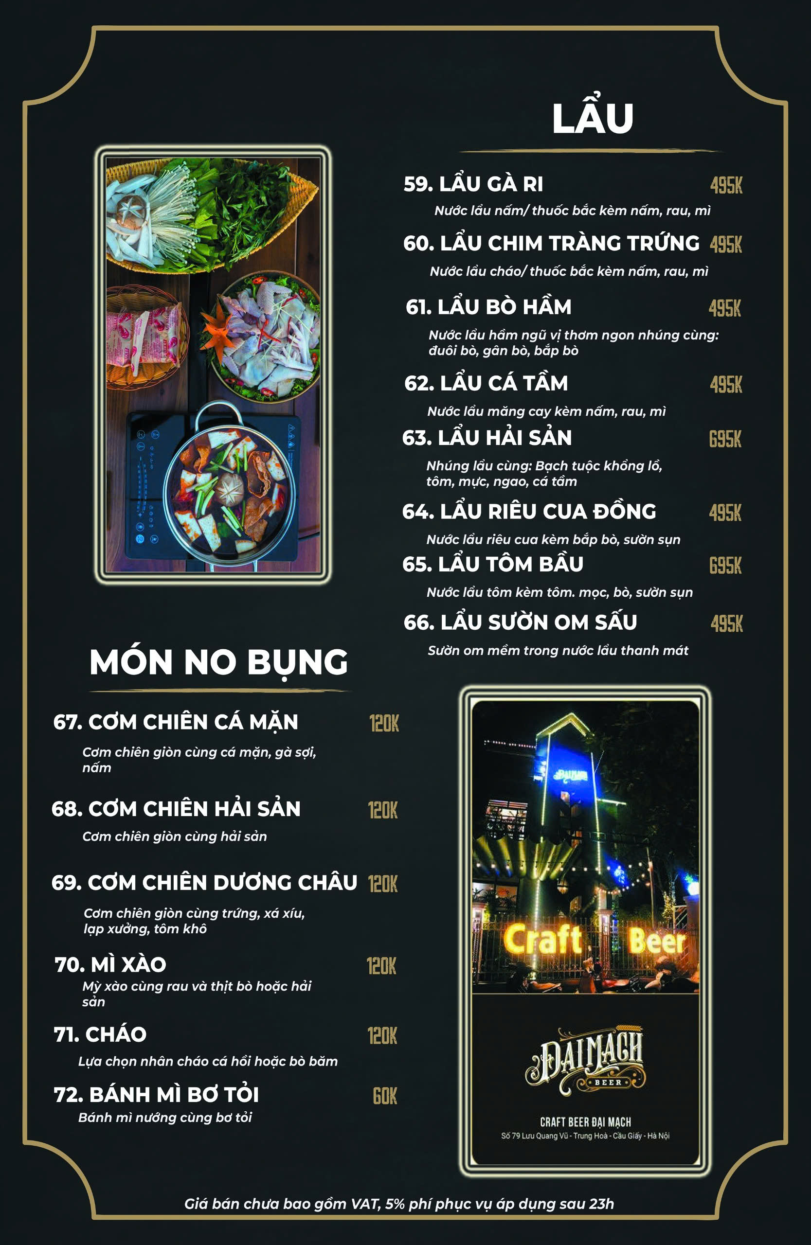 Menu Đại Mạch Bia Quán - Lưu Quang Vũ 2