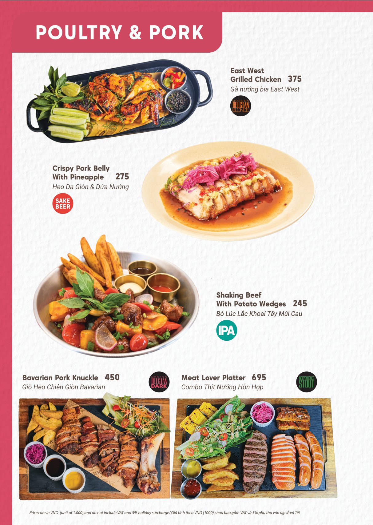 Menu East West Brewing Co. - Lý Tự Trọng 16 