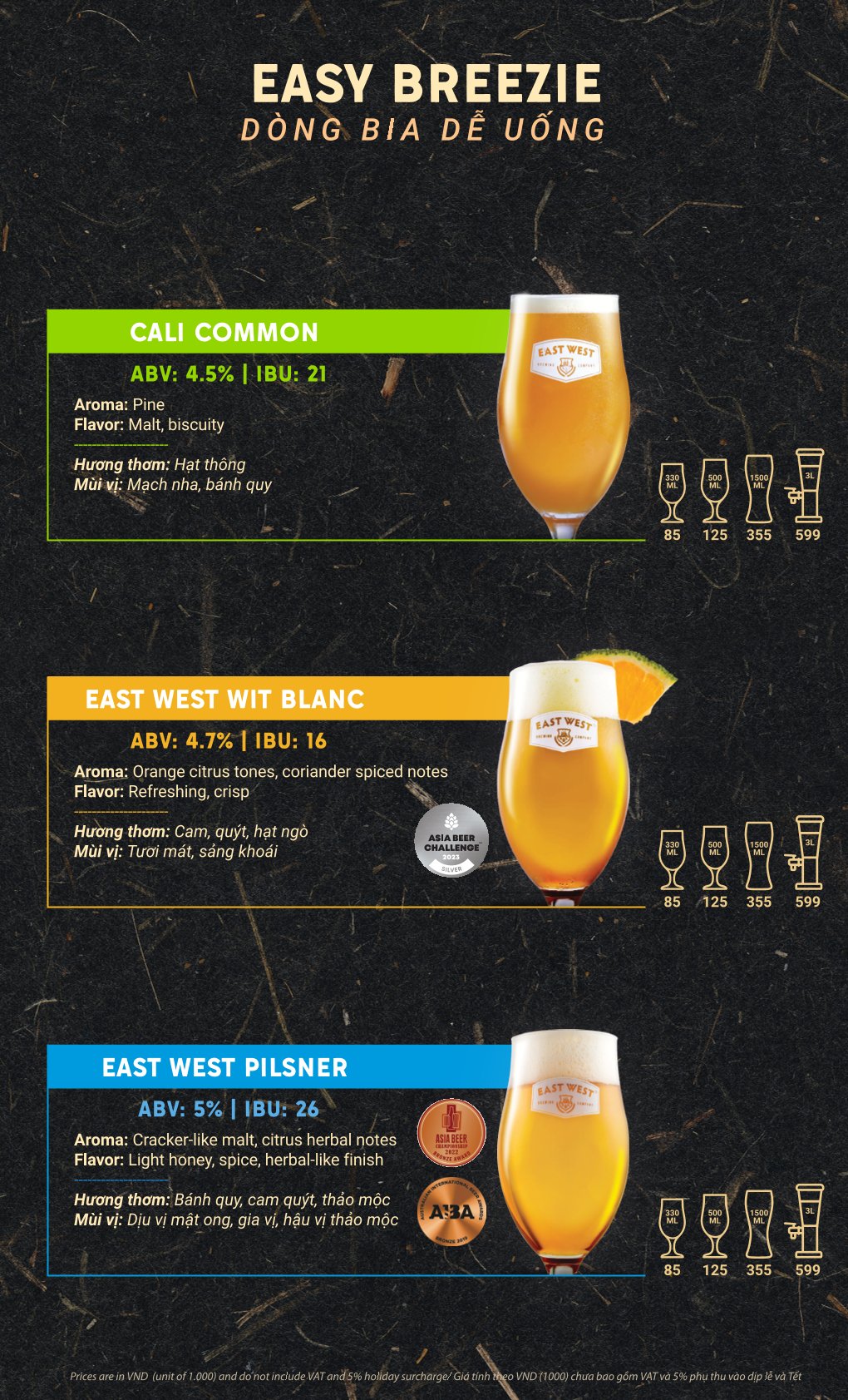 Menu East West Brewing Co. - Lý Tự Trọng 26 