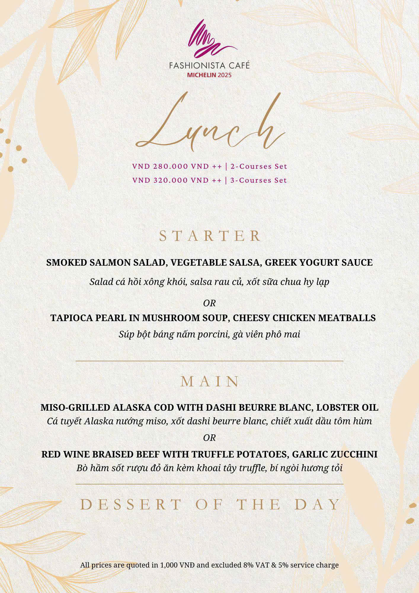 Menu Fashionista Café - Fashion & Cuisine - Phùng Khắc Khoan 1 