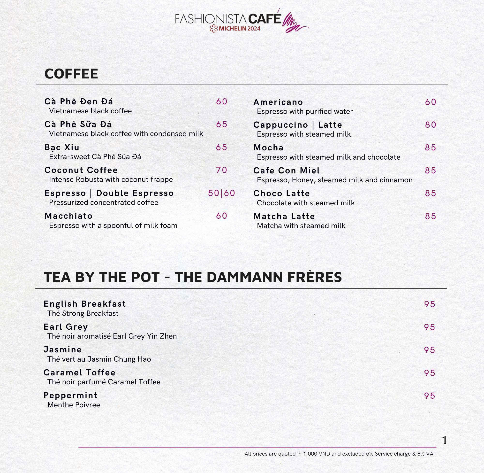 Menu Fashionista Café - Fashion & Cuisine - Phùng Khắc Khoan 8 