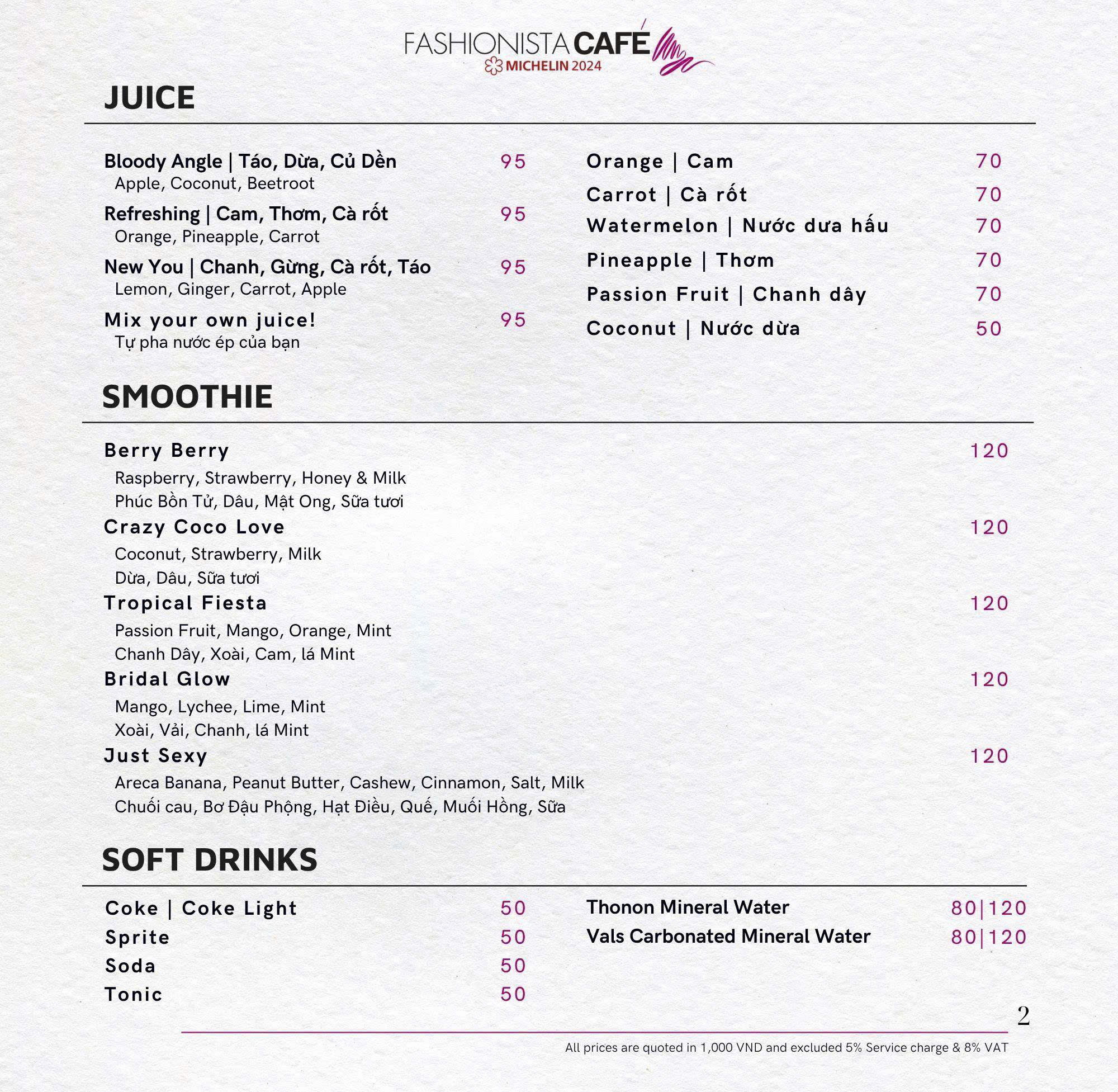 Menu Fashionista Café - Fashion & Cuisine - Phùng Khắc Khoan 9 