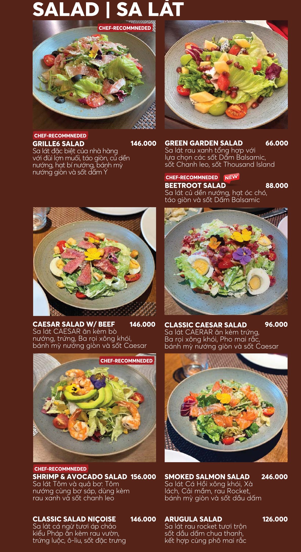 Menu GRILLE6 Steakhouse - Hào Nam 5 