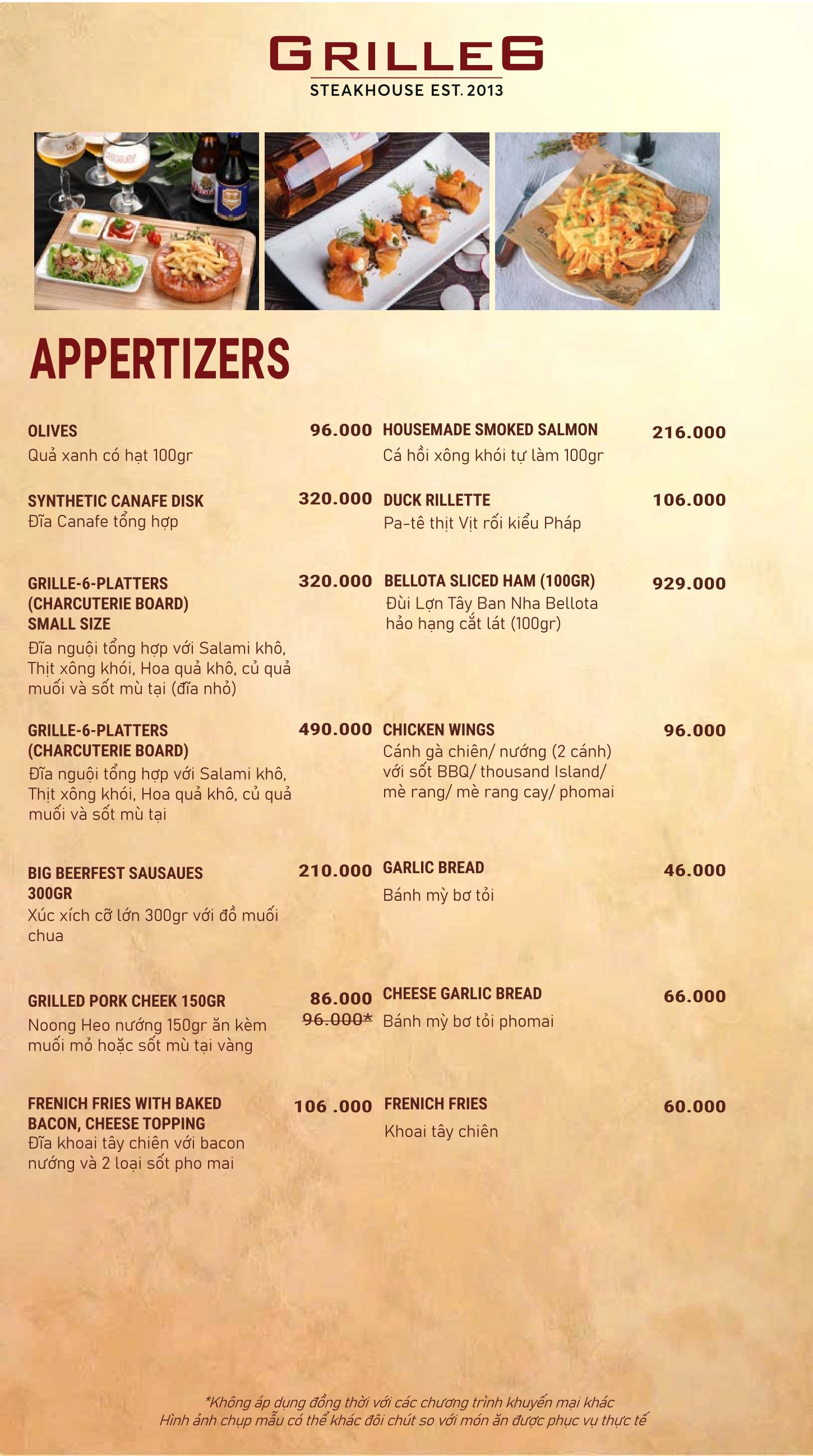 Menu GRILLE6 Steakhouse - Hào Nam 2