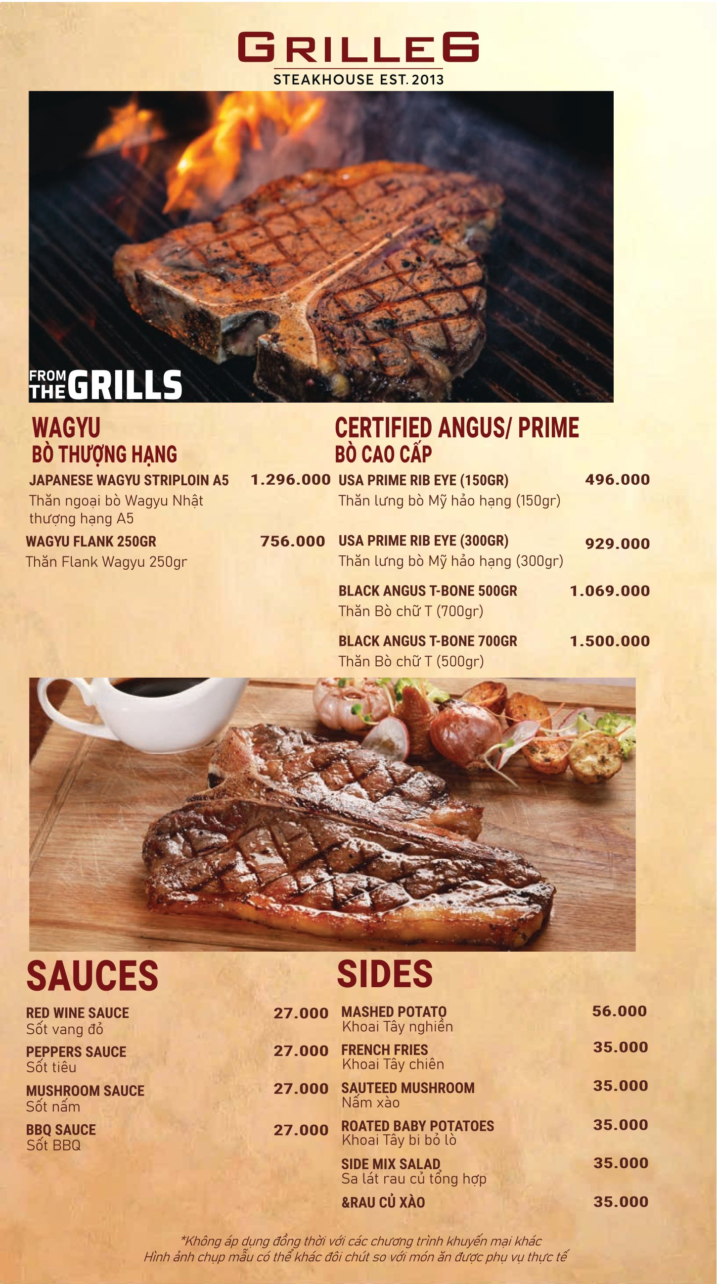 Menu GRILLE6 Steakhouse - Hào Nam 4