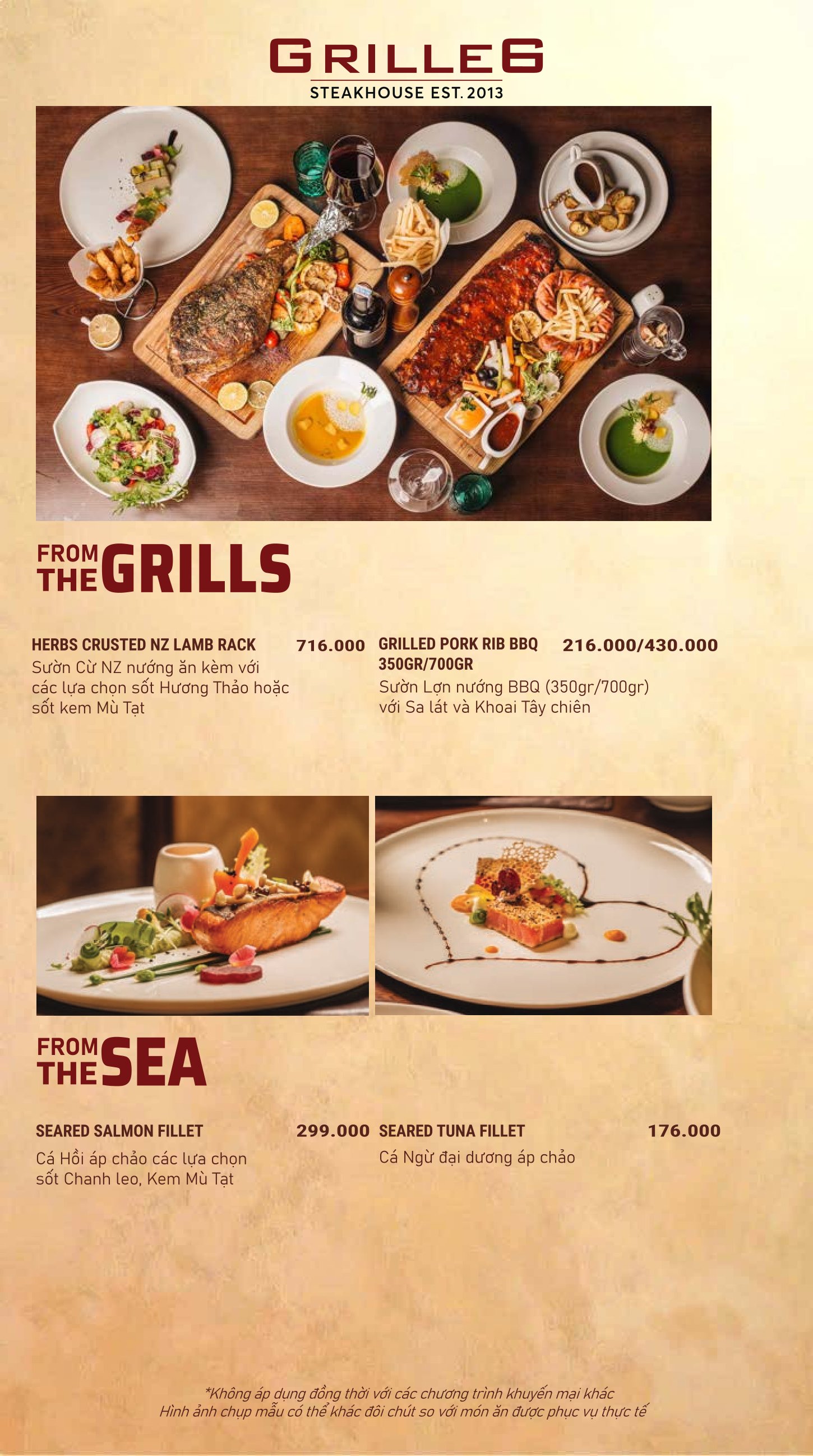 Menu GRILLE6 Steakhouse - Hào Nam 6