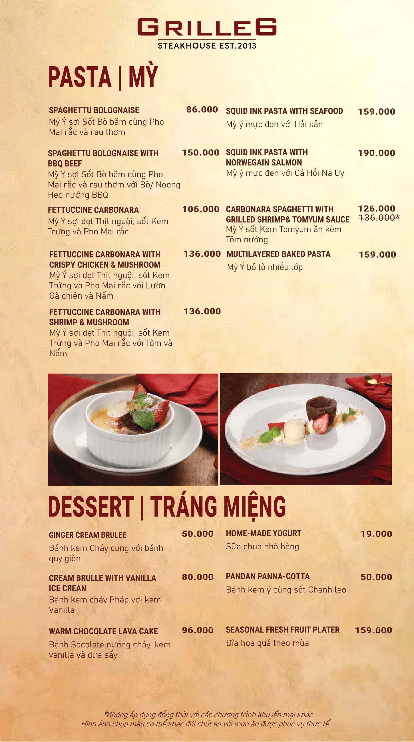 Menu GRILLE6 Steakhouse - Hào Nam 7