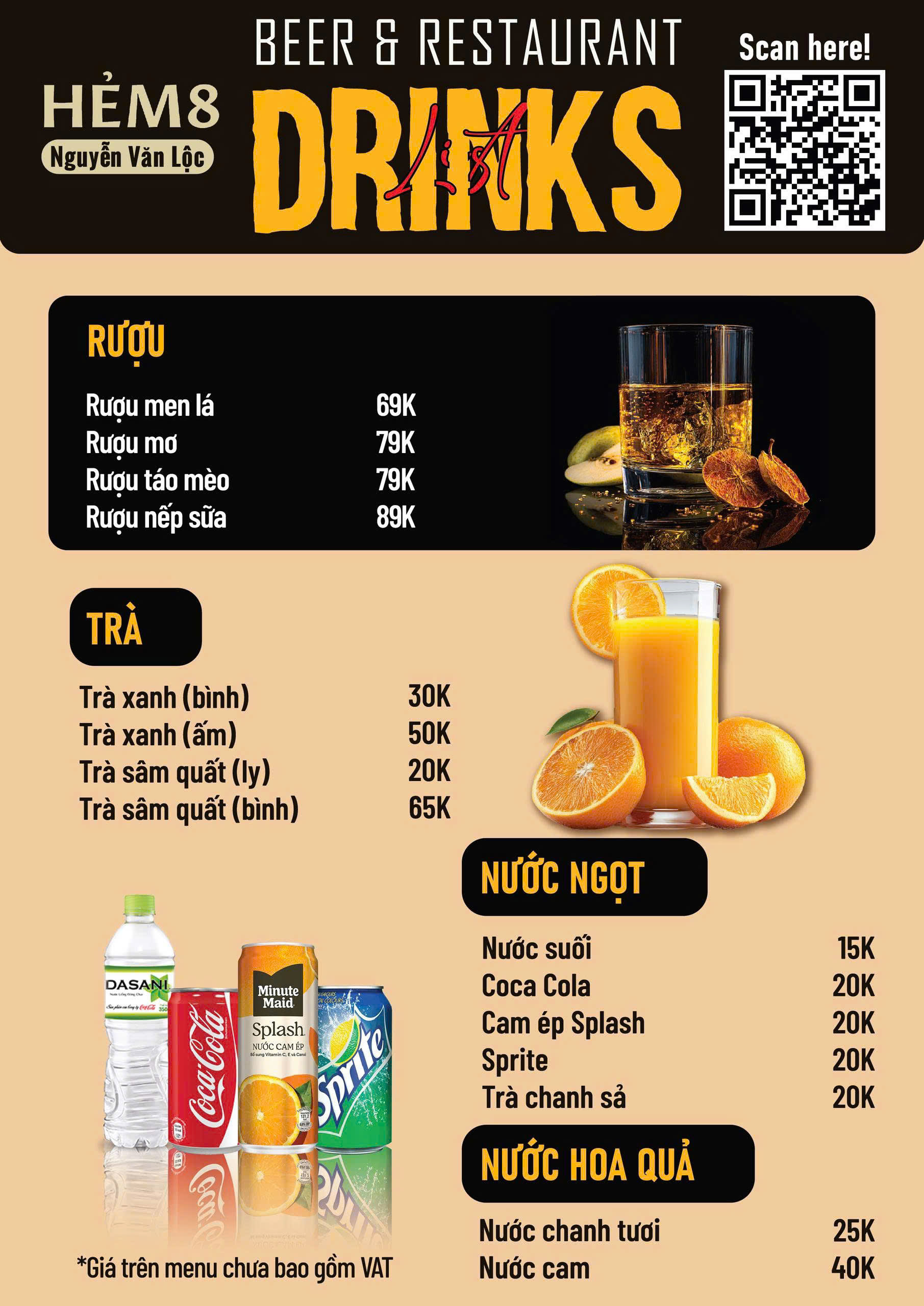 Menu Hẻm 8 - Nguyễn Văn Lộc 3 