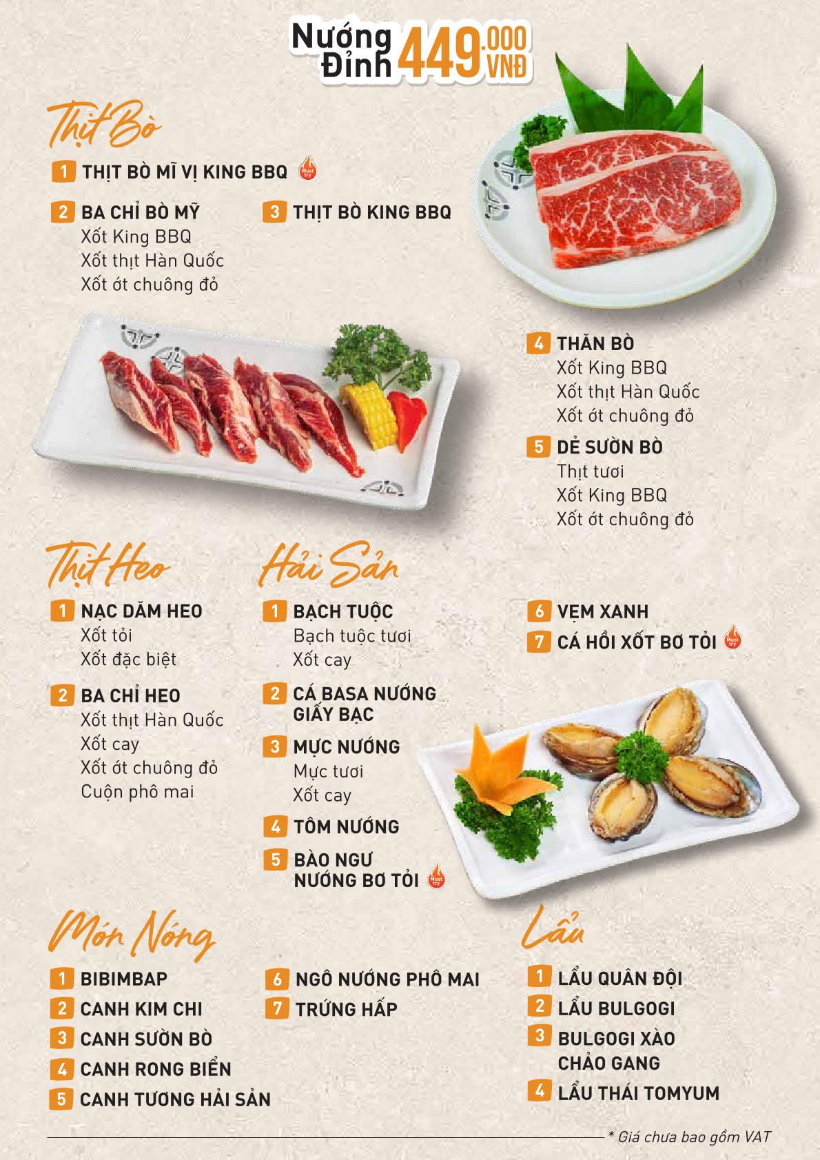 Menu King BBQ Buffet - Crescent Mall 7 