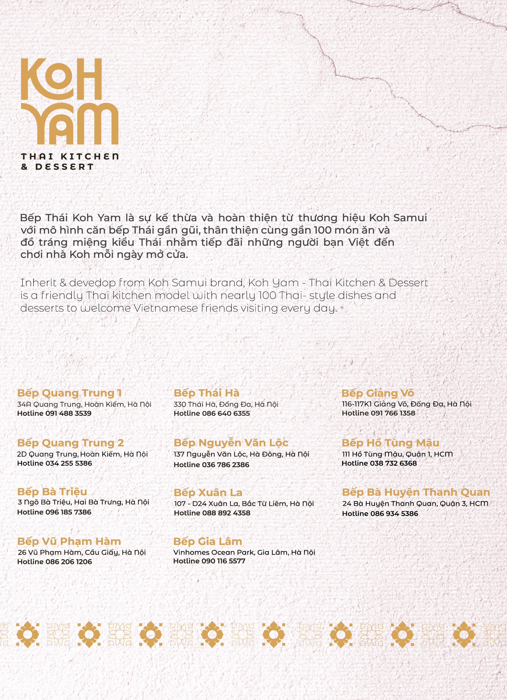 Menu Bếp Thái Koh Yam - 34A Quang Trung 4 