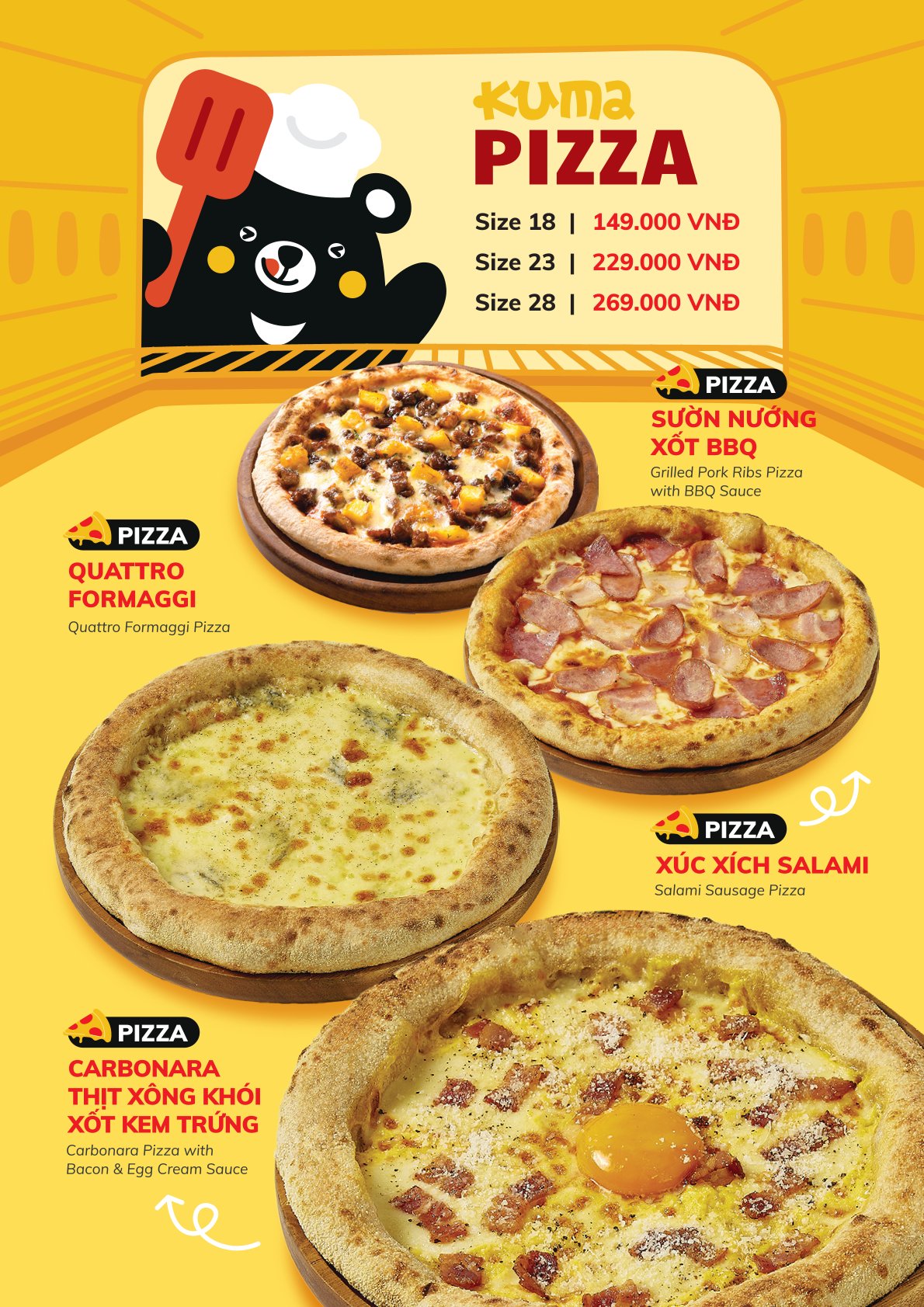 Menu Kuma Pizza - Aeon Xuân Thủy 9 