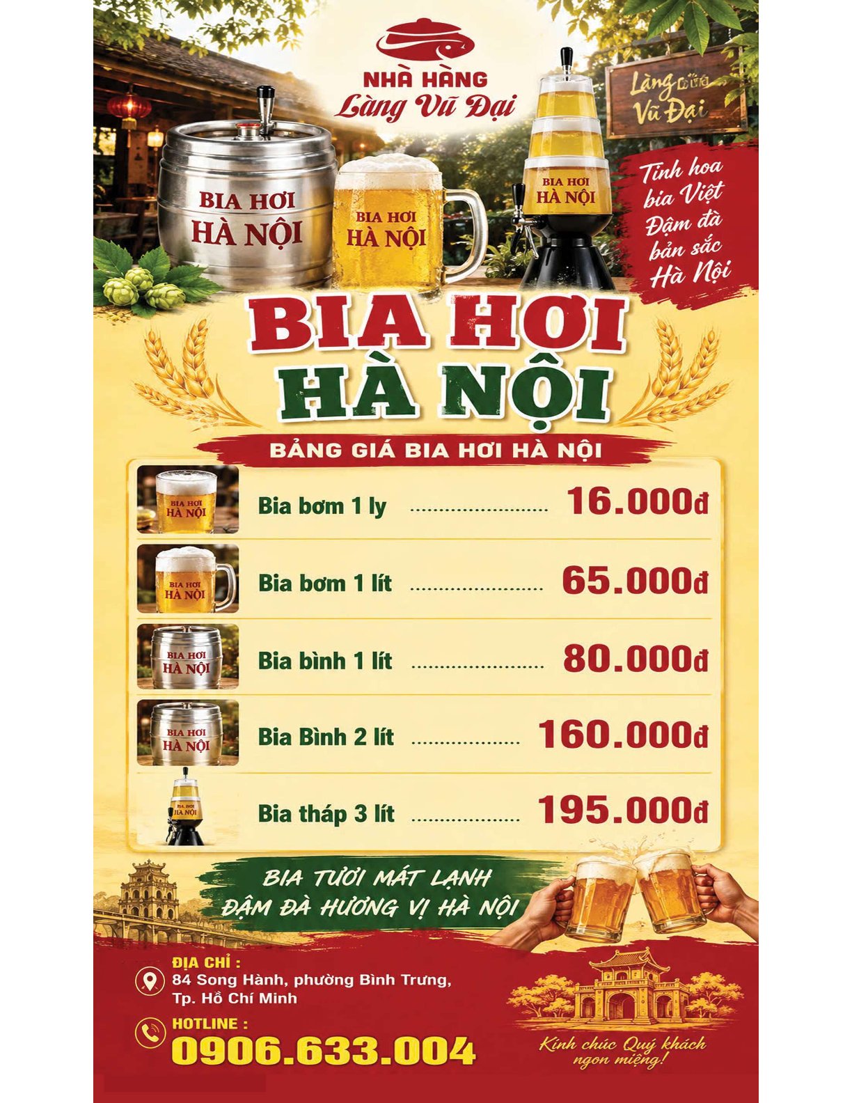 Menu Làng Vũ Đại - Song Hành 5