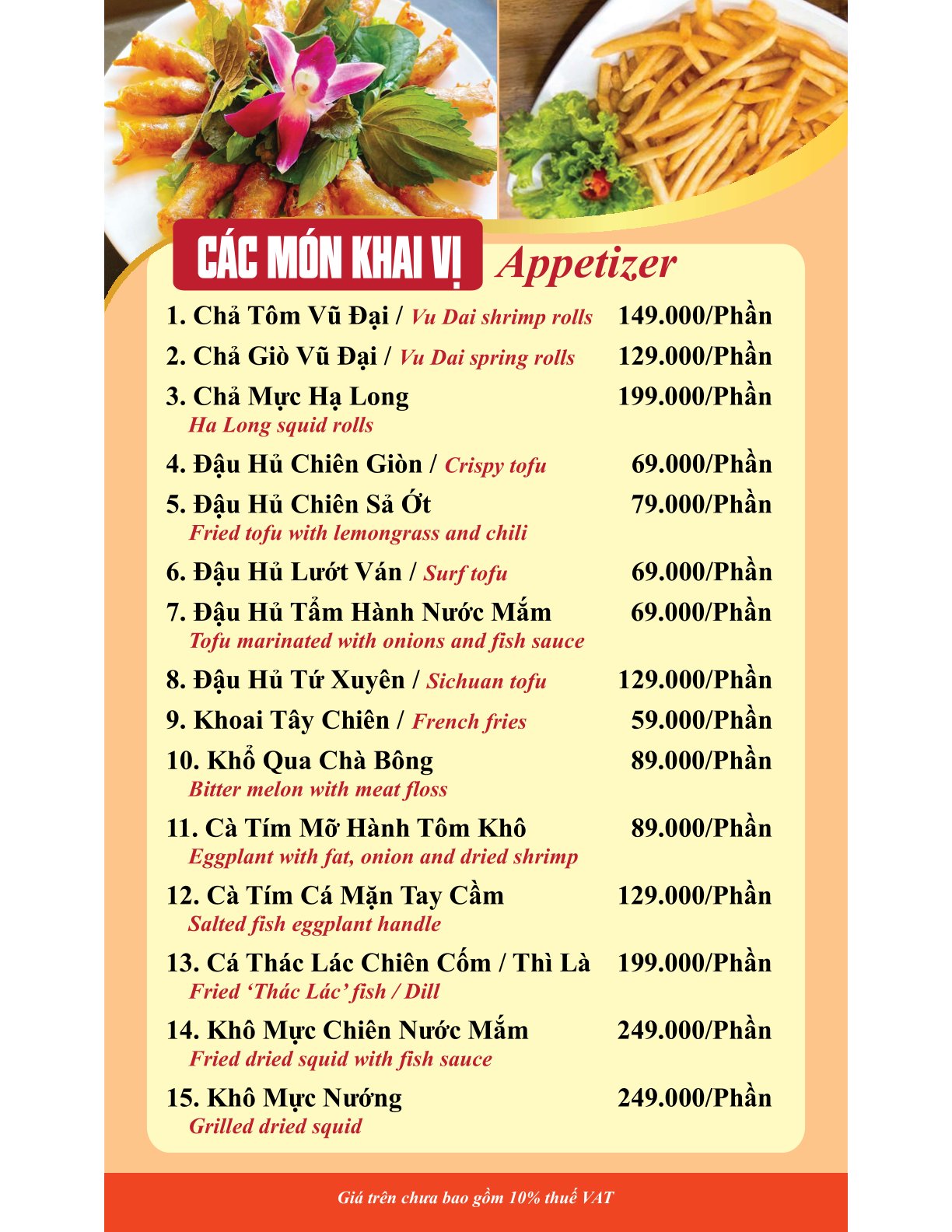 Menu Làng Vũ Đại - Song Hành 8