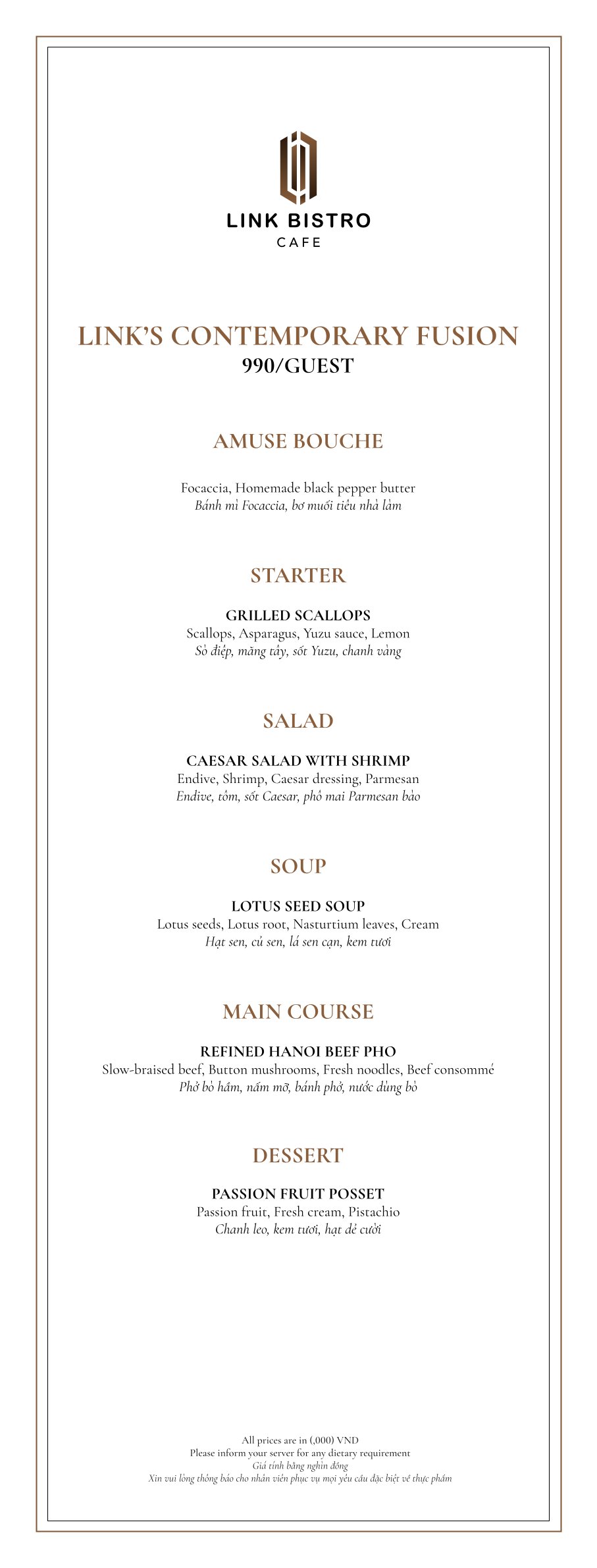 Menu Link Bistro Cafe - Bà Triệu 3