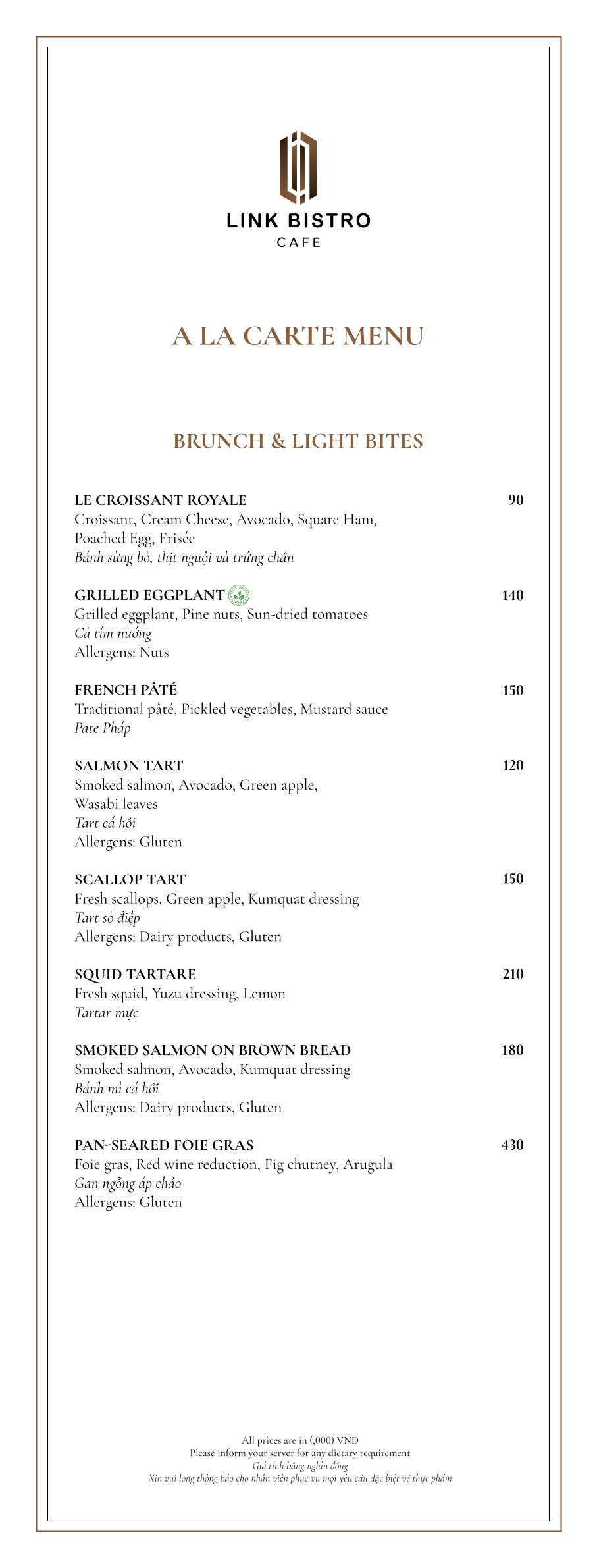 Menu Link Bistro Cafe - Bà Triệu 5