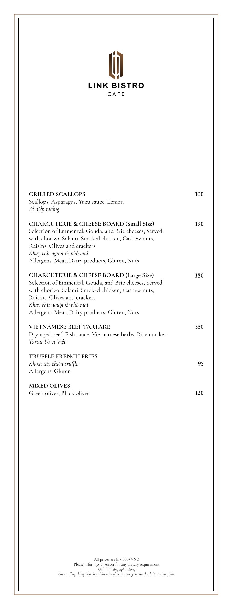 Menu Link Bistro Cafe - Bà Triệu 6