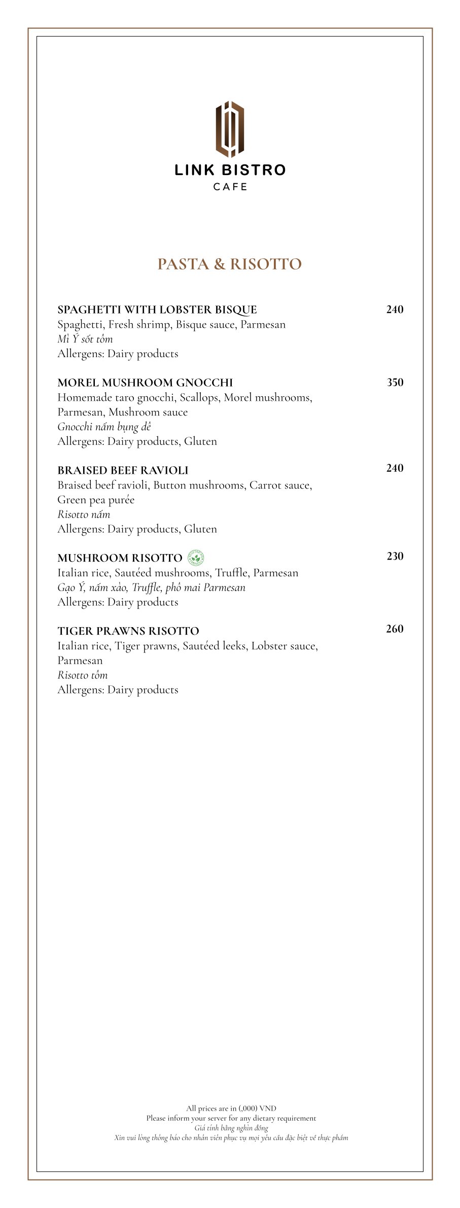 Menu Link Bistro Cafe - Bà Triệu 8