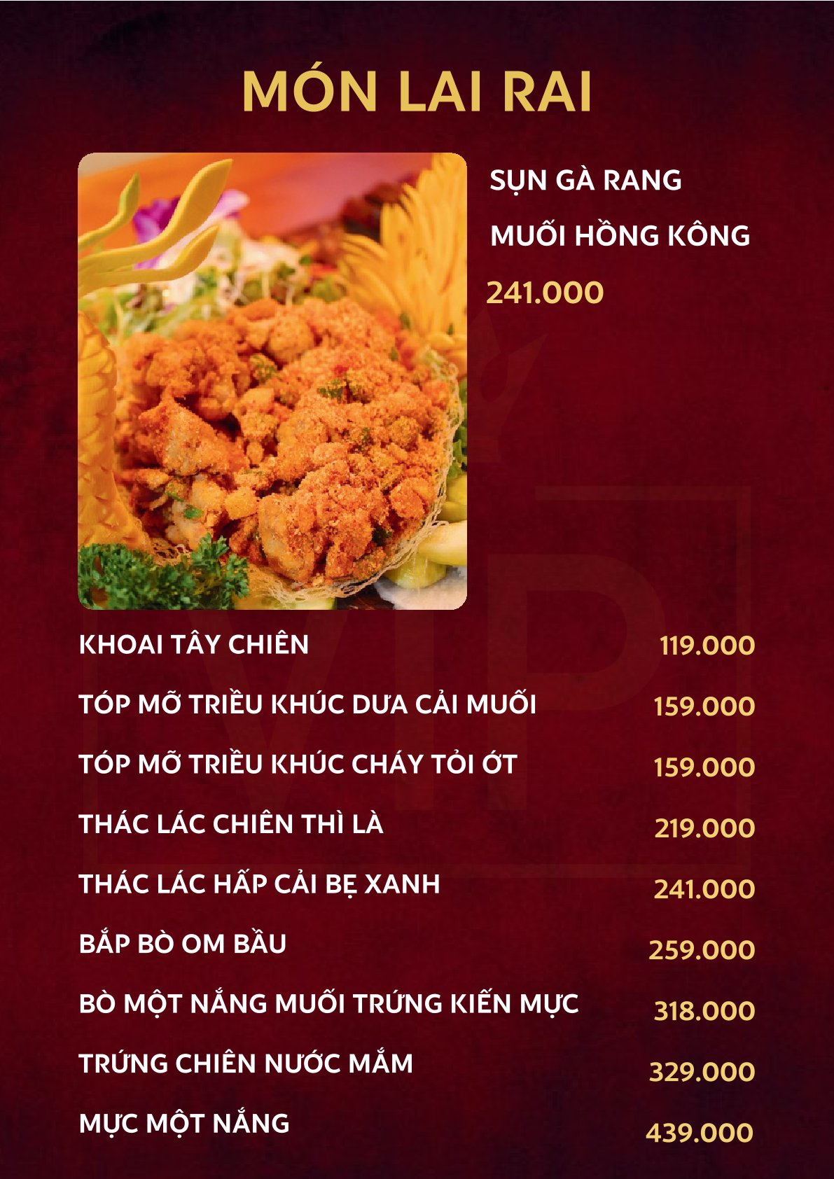 Menu Nhà hàng Lộc Vàng - Bông Sao 8