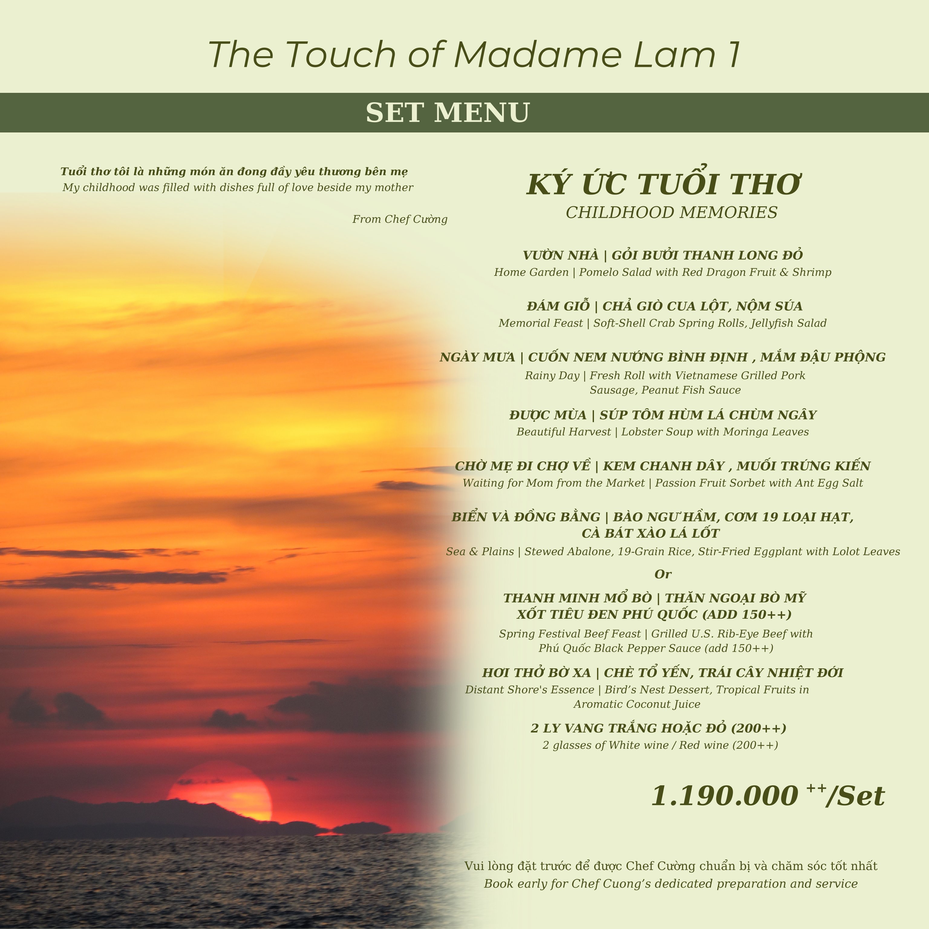 Menu Madame Lam - Trần Ngọc Diện 6 