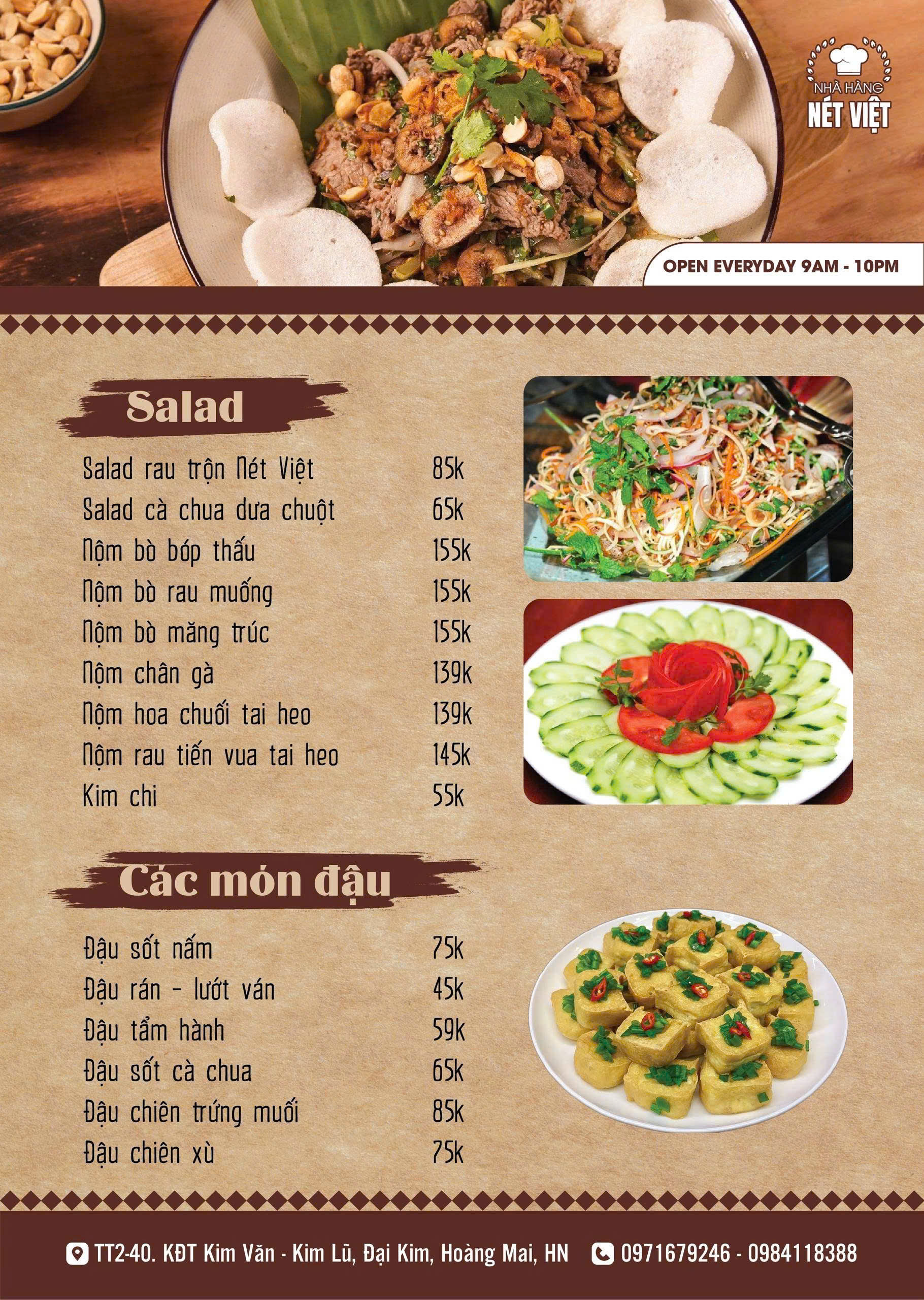 Menu Nét Việt - KĐT Kim Văn Kim Lũ 3 