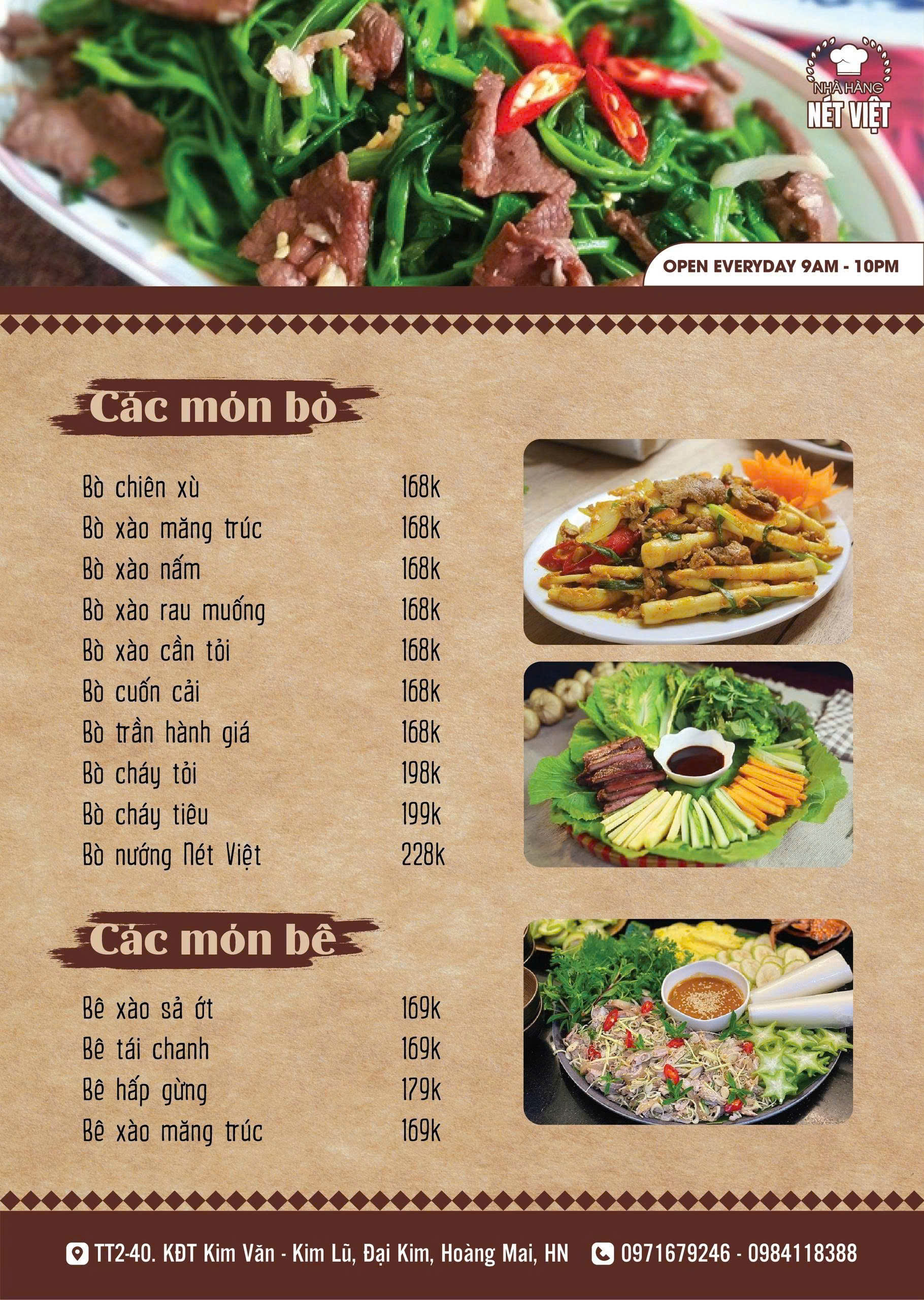Menu Nét Việt - KĐT Kim Văn Kim Lũ 5 