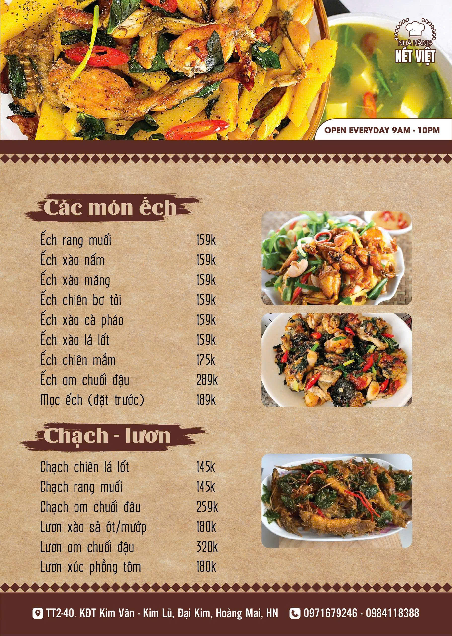 Menu Nét Việt - KĐT Kim Văn Kim Lũ 7 