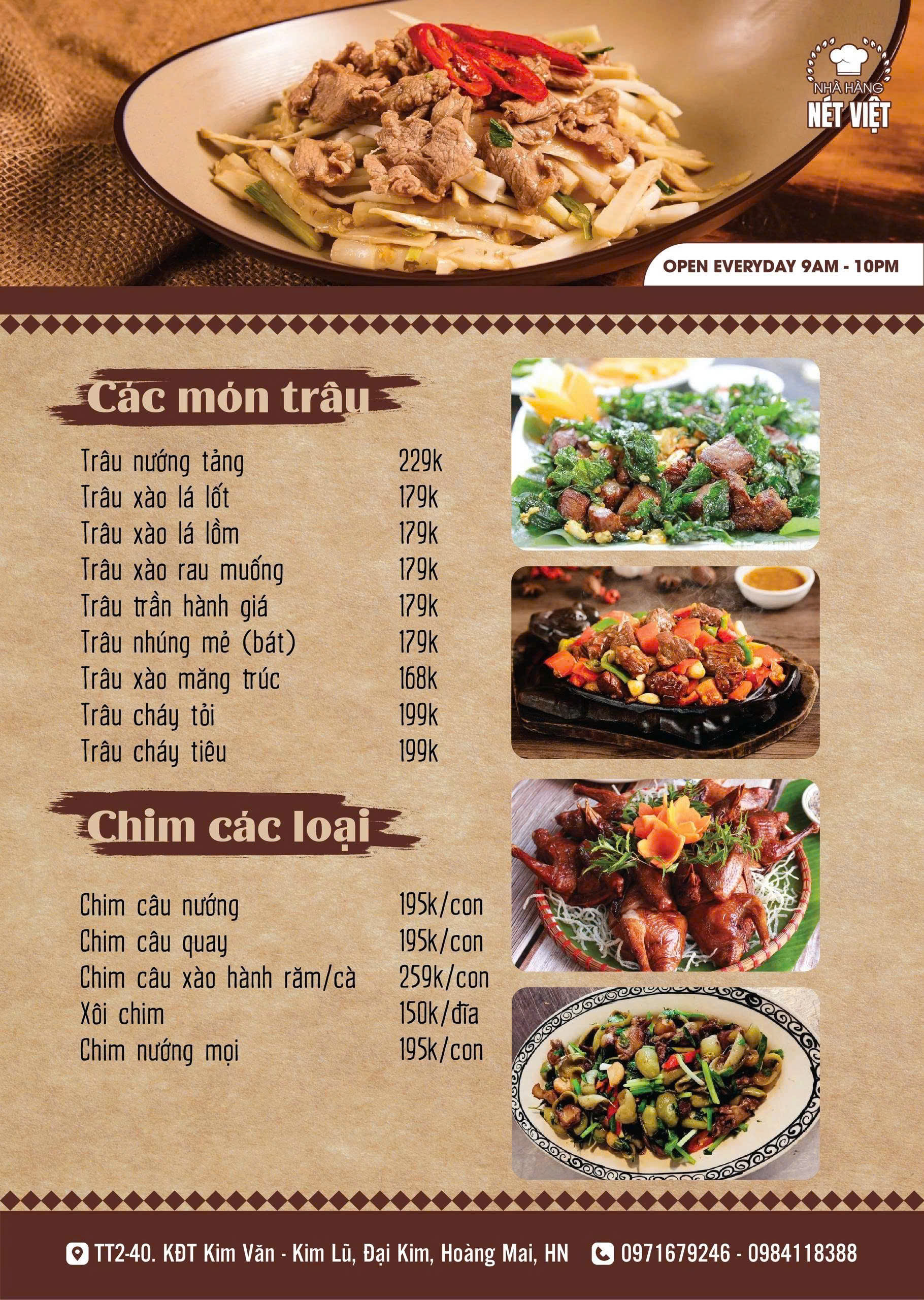 Menu Nét Việt - KĐT Kim Văn Kim Lũ 8 