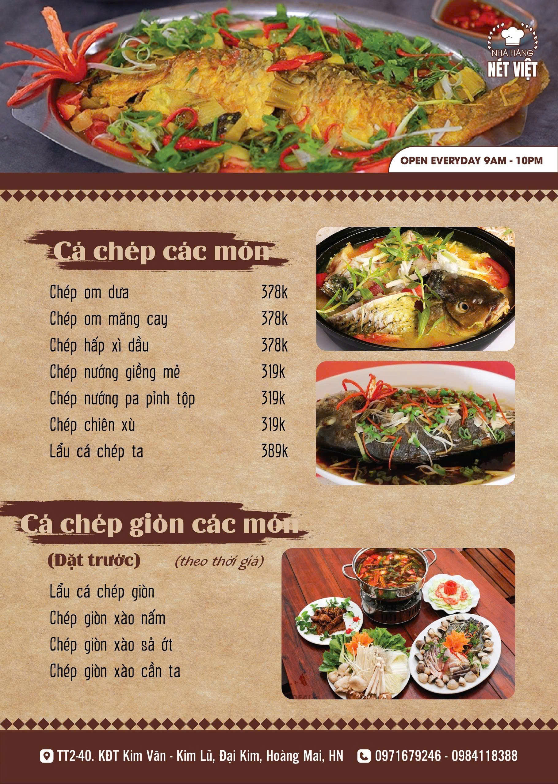 Menu Nét Việt - KĐT Kim Văn Kim Lũ 9 