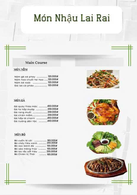 Menu Ngói Vàng Steak - An Phú 3 