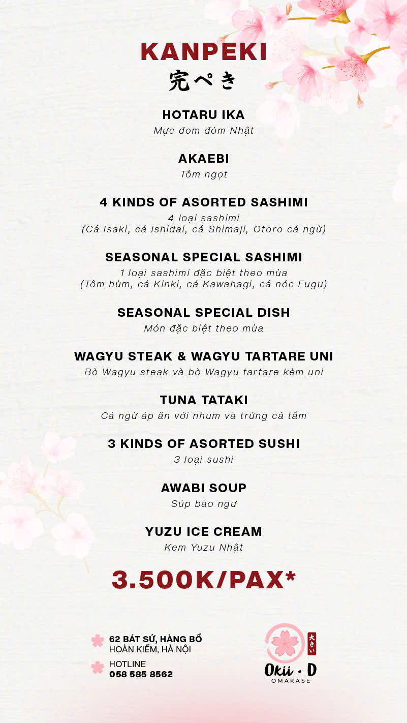 Menu Okii-D - Bát Sứ 2