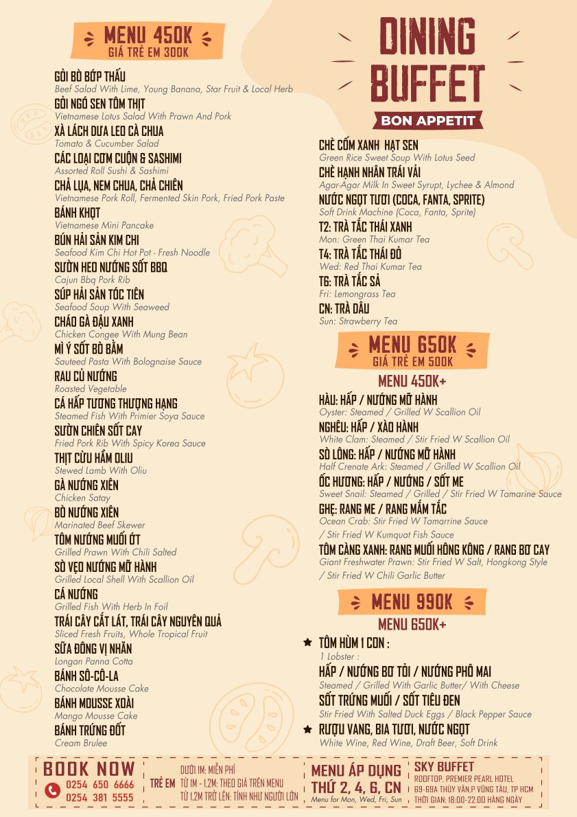 Menu Premier Pearl Rooftop - Thùy Vân 3 