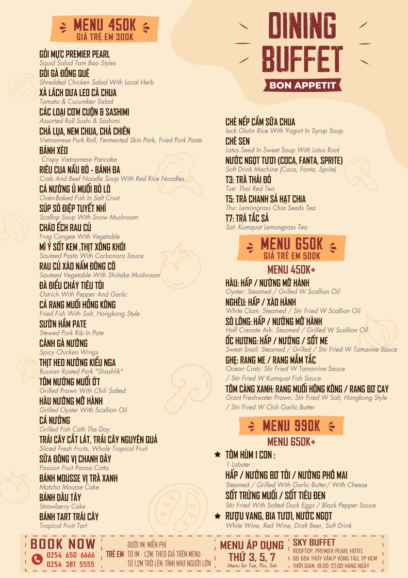 Menu Premier Pearl Rooftop - Thùy Vân 4 