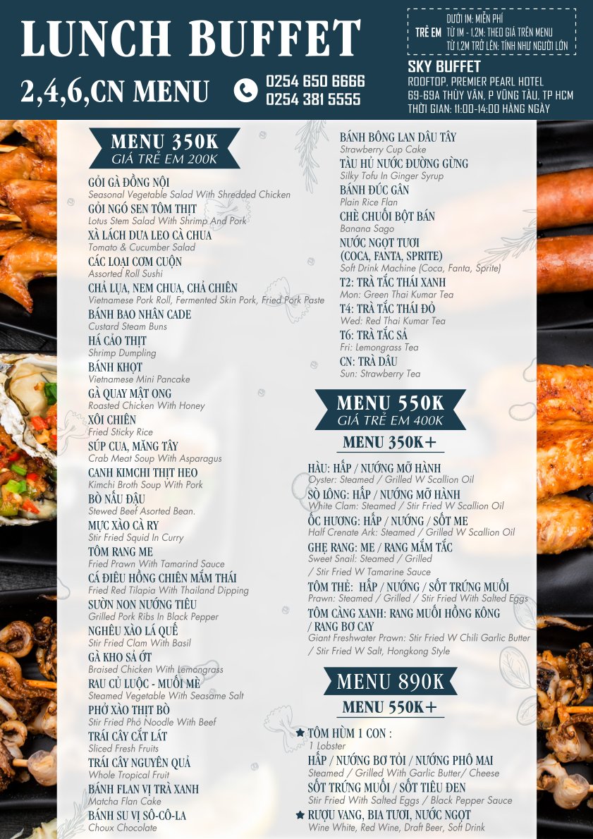 Menu Premier Pearl Rooftop - Thùy Vân 1 