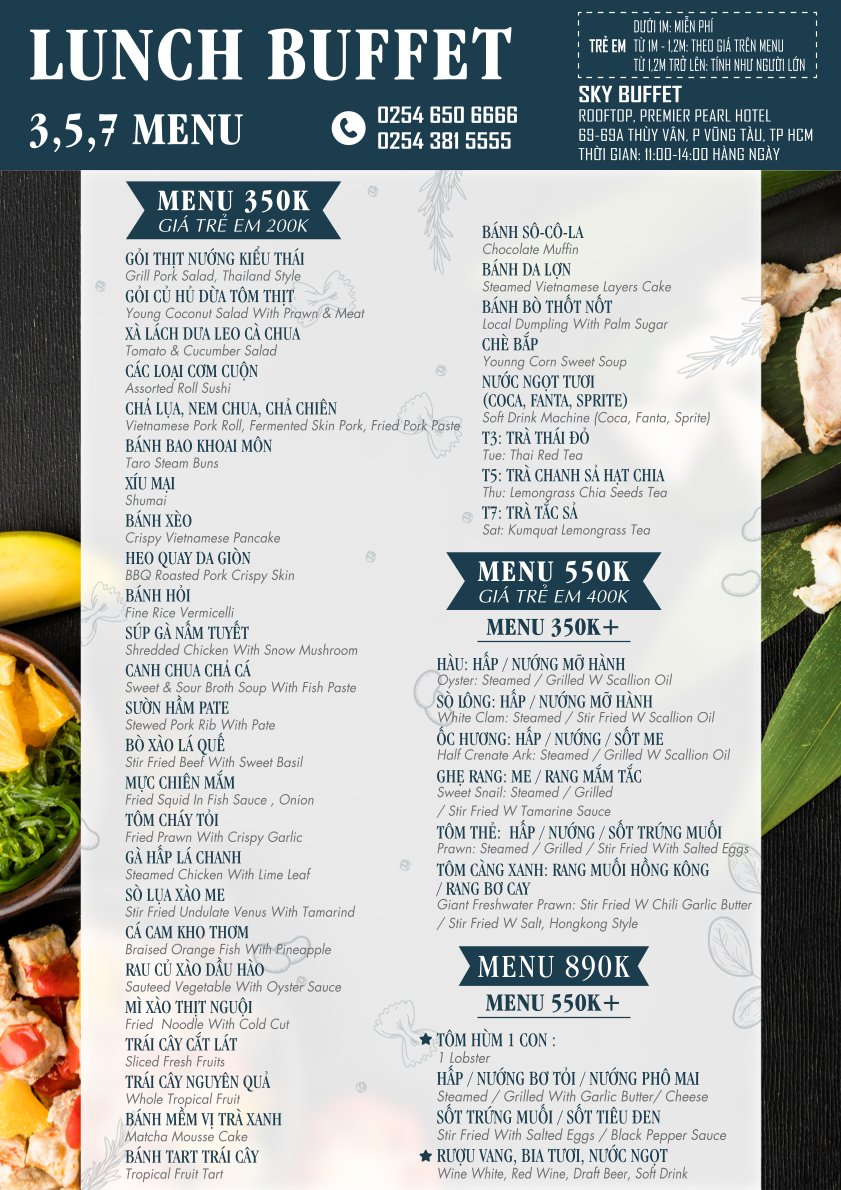 Menu Premier Pearl Rooftop - Thùy Vân 2 