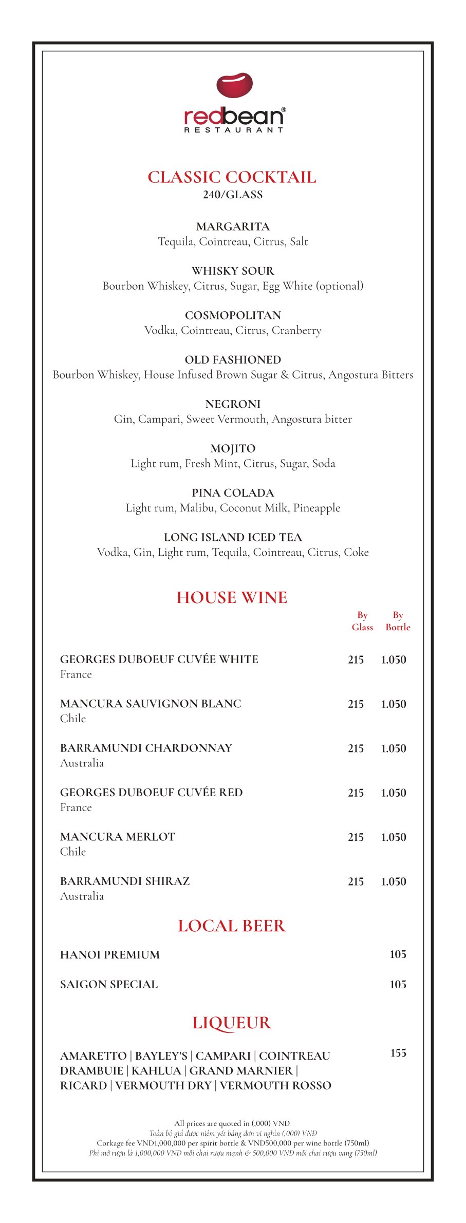 Menu Red Bean Restaurant - Mã Mây 6