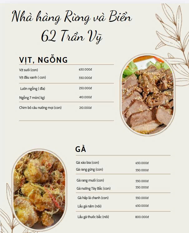 Menu Rừng và Biển - Trần Vỹ 7 