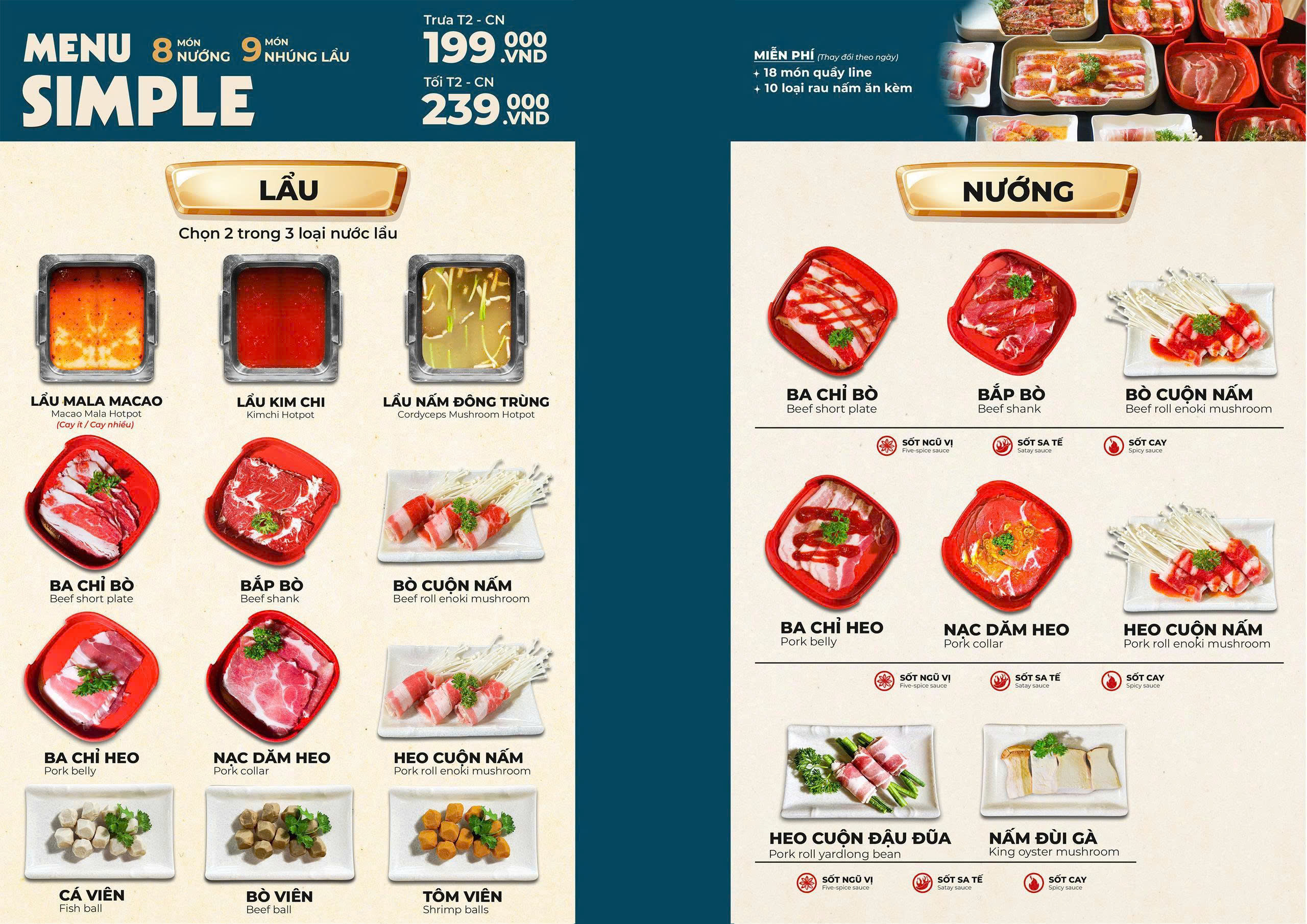 Menu Buffet Lẩu Nướng Macao - Hàn Quốc - Trần Hưng Đạo B 2