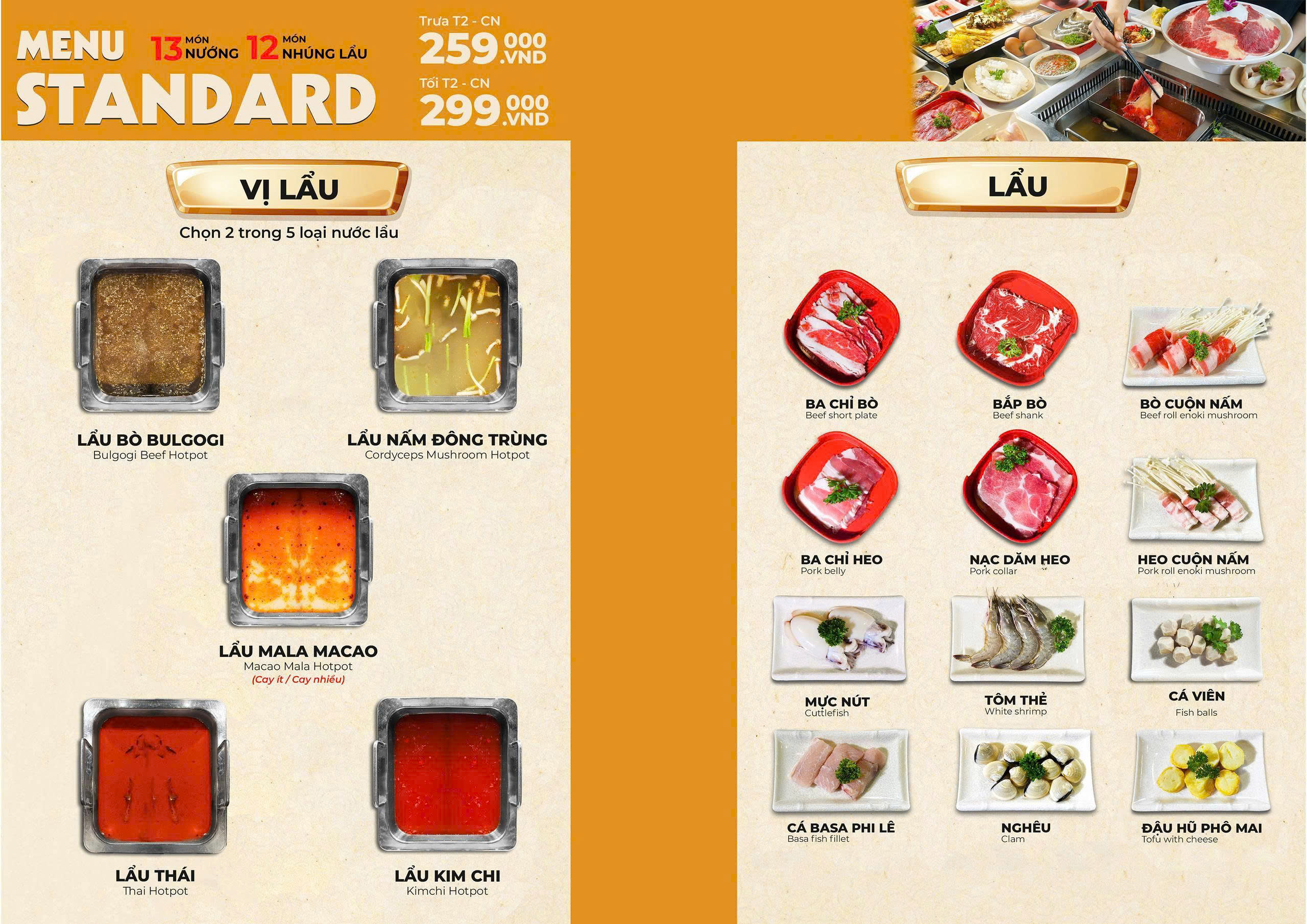 Menu Buffet Lẩu Nướng Macao - Hàn Quốc - Trần Hưng Đạo B 3