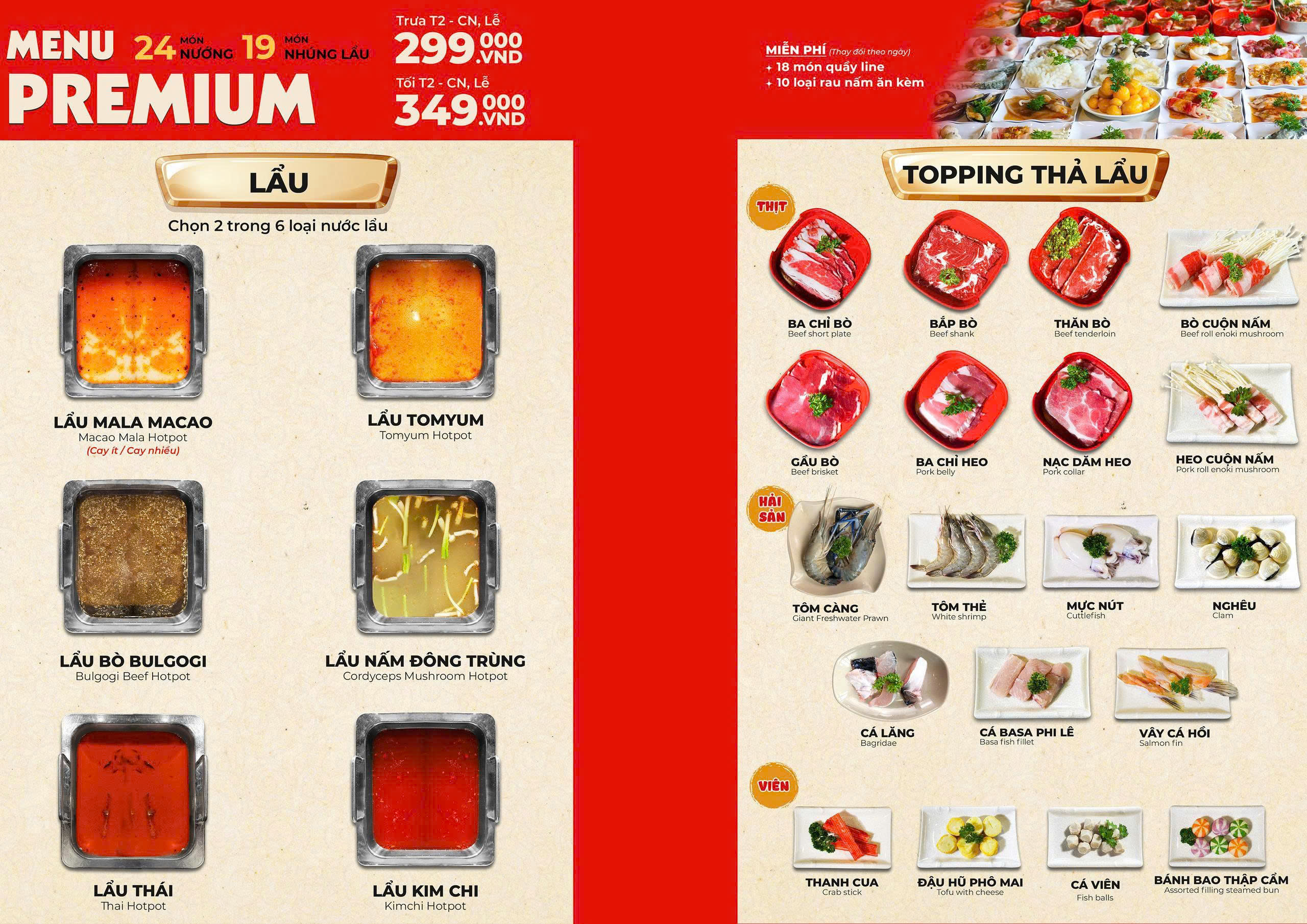 Menu Buffet Lẩu Nướng Macao - Hàn Quốc - Trần Hưng Đạo B 5