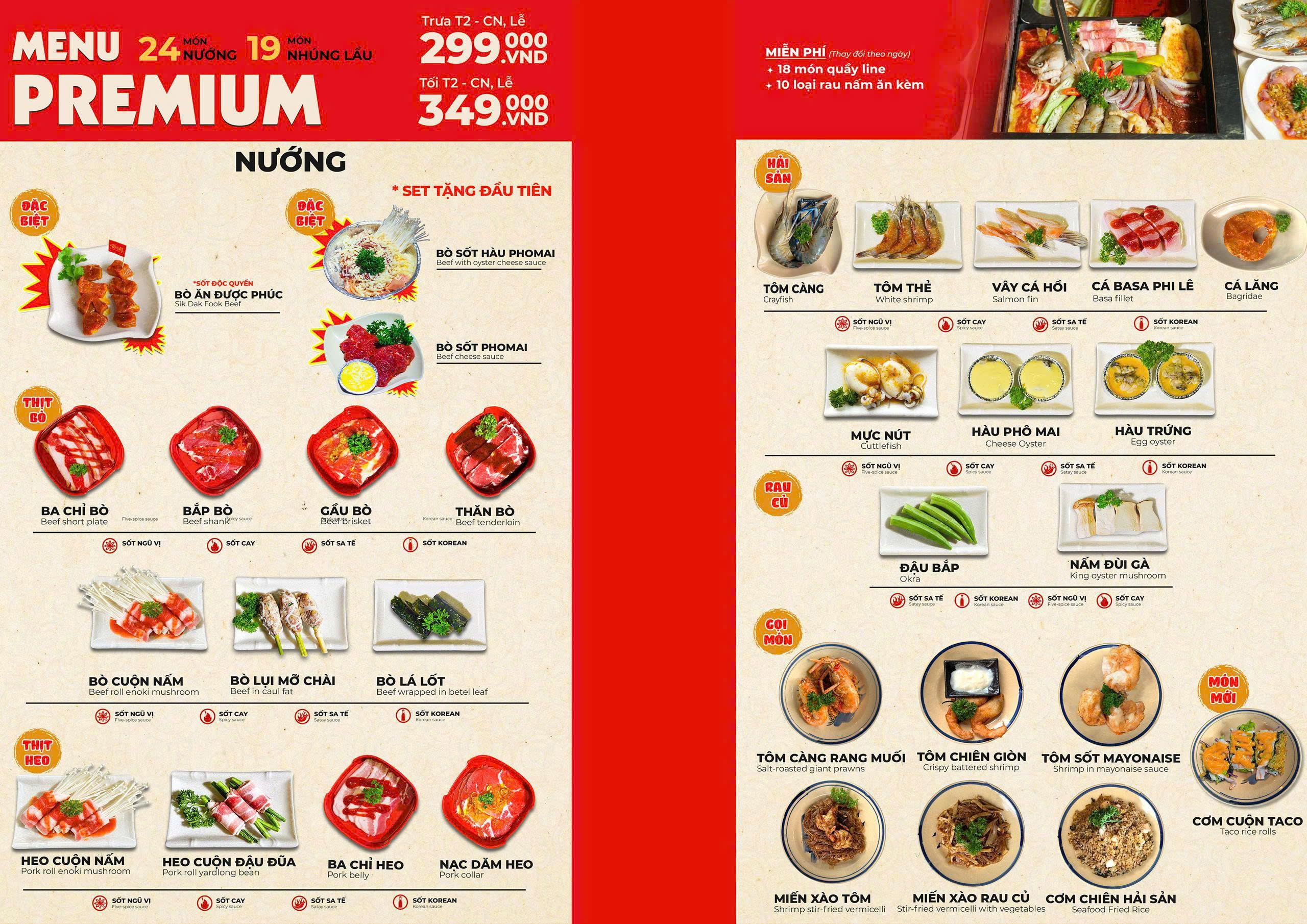 Menu Buffet Lẩu Nướng Macao - Hàn Quốc - Trần Hưng Đạo B 6