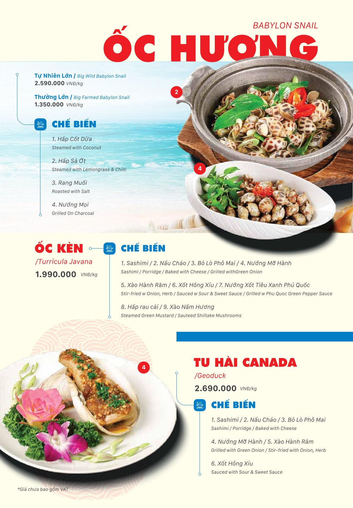 Menu Thế Giới Hải Sản - Điện Biên Phủ 3 