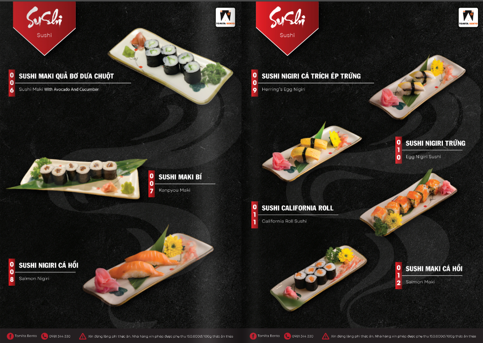 Menu Tomita Bento – Ciputra Hà Nội 3 