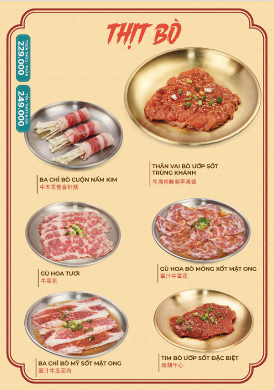 Menu Trư Bát Giới - Mỹ Đình 7 