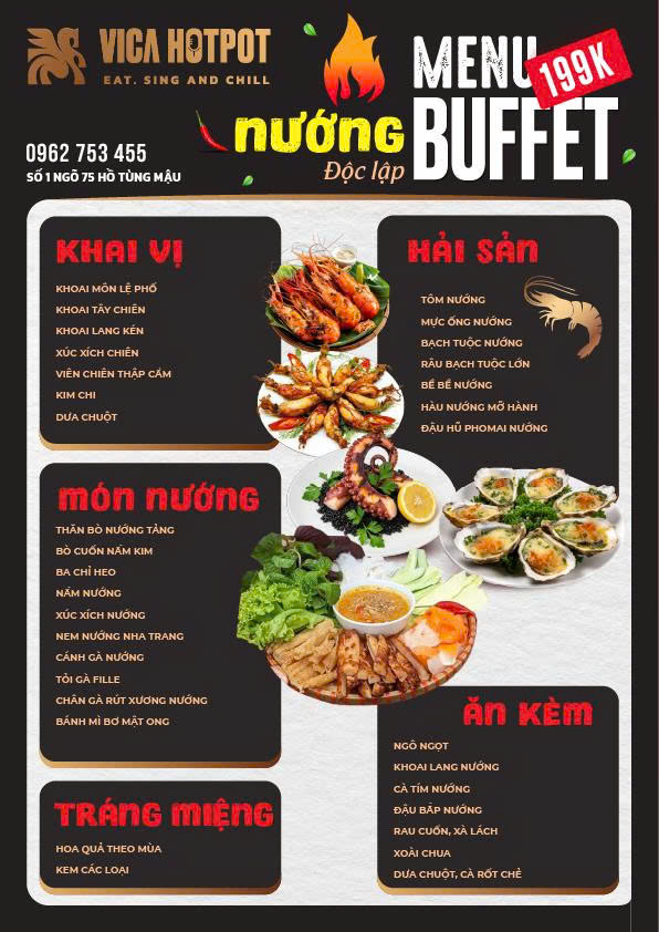 Menu Vica Hotpot - Hồ Tùng Mậu 2