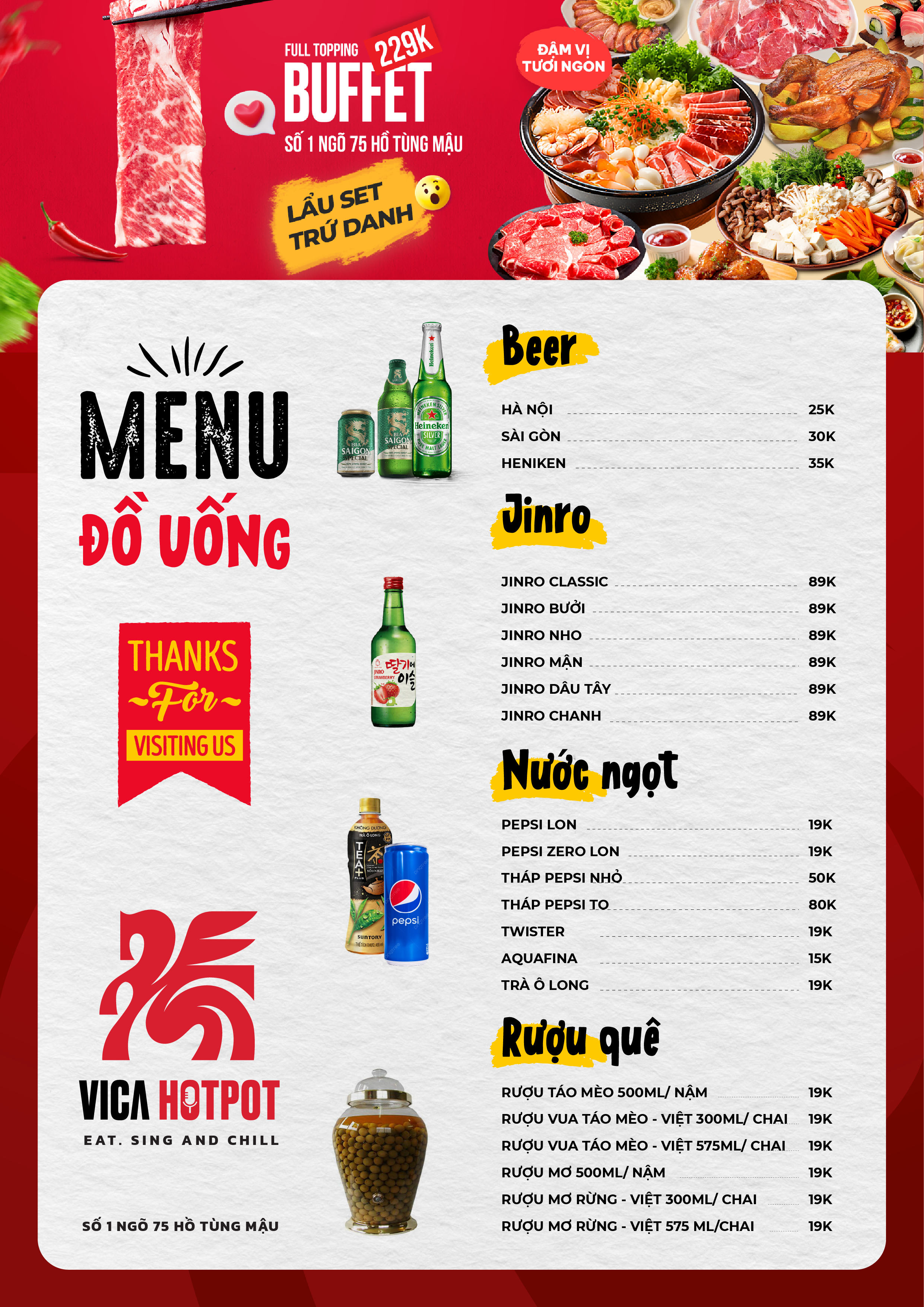 Menu Vica Hotpot - Hồ Tùng Mậu 9 